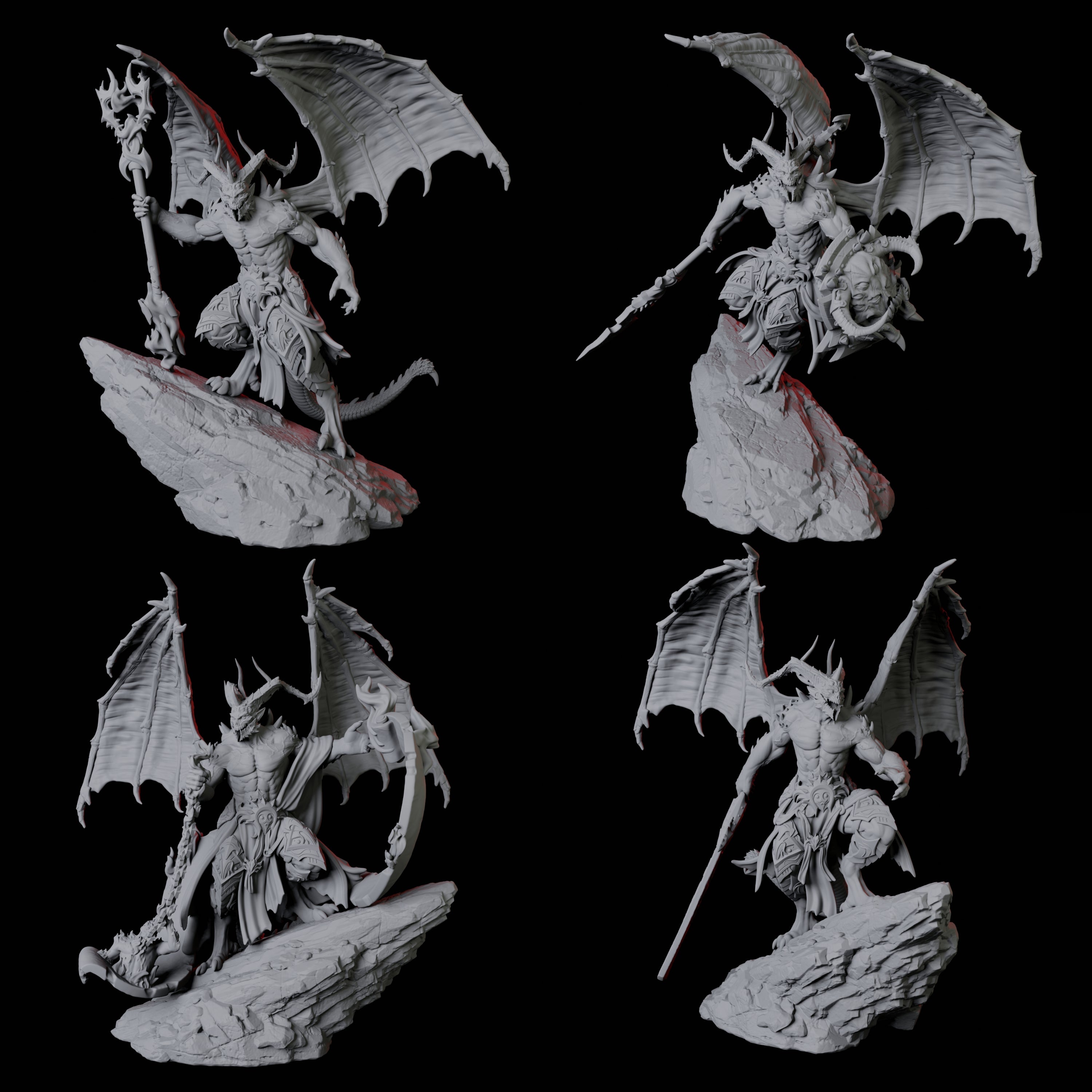 Four Taunting Horned Devils Miniature for Dungeons and Dragons, Pathfinder or other TTRPGs