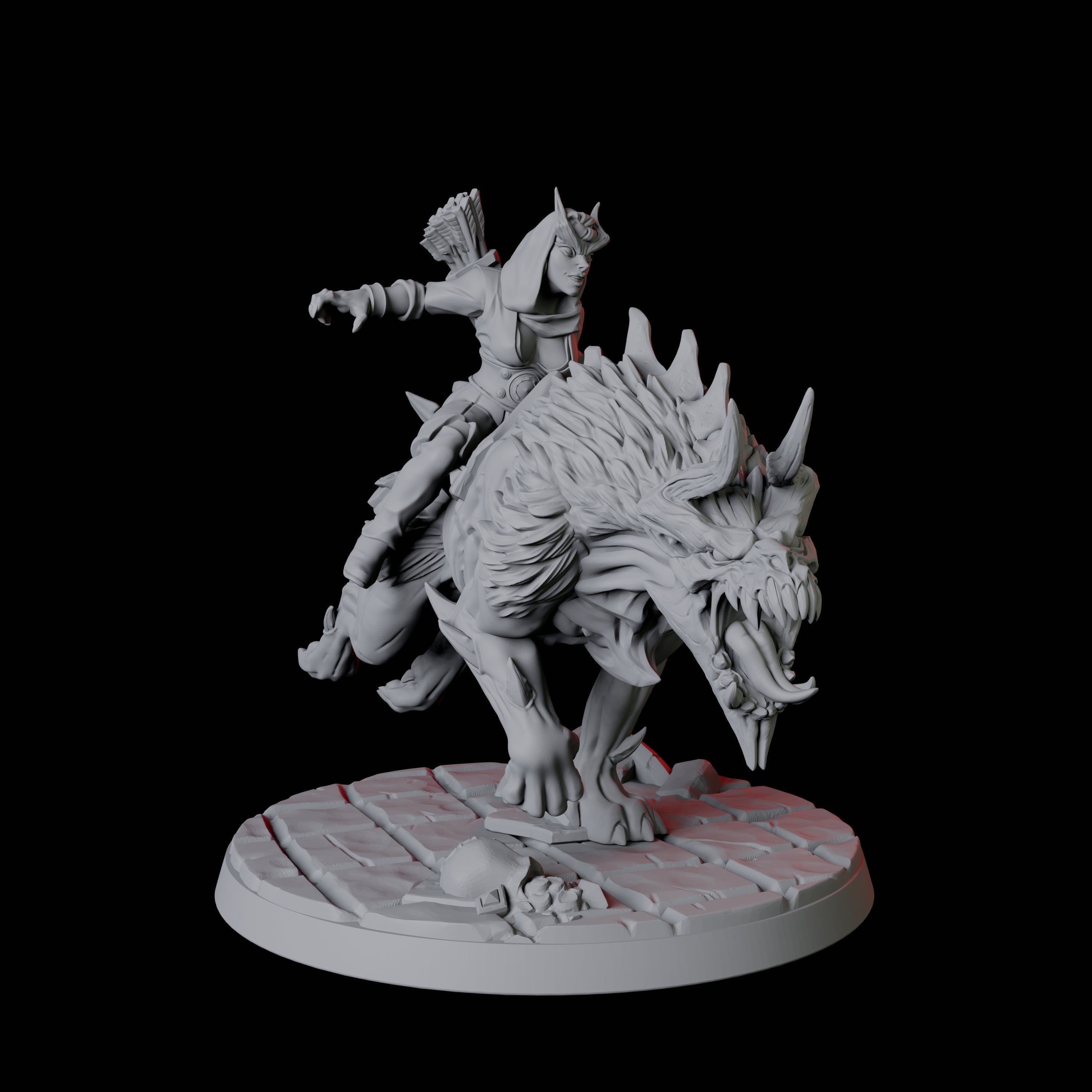 Four Tiefling Tricksters on Hell Hounds Miniature for Dungeons and Dragons, Pathfinder or other TTRPGs