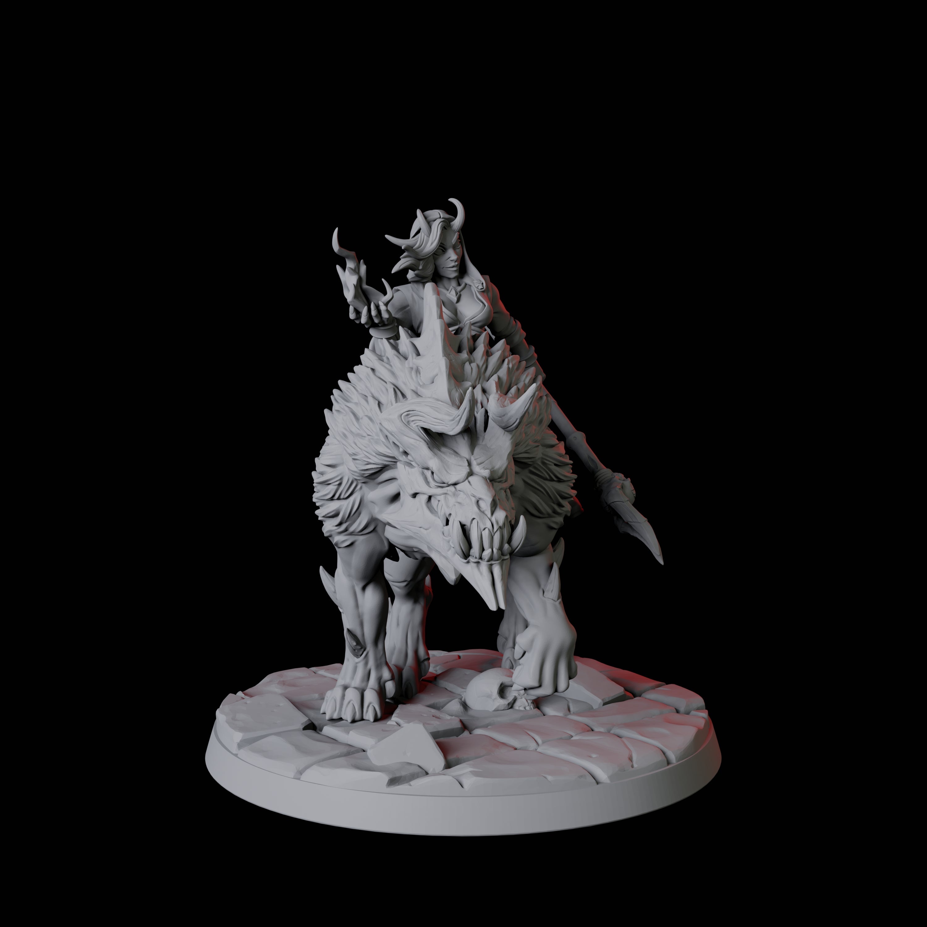 Four Tiefling Tricksters on Hell Hounds Miniature for Dungeons and Dragons, Pathfinder or other TTRPGs