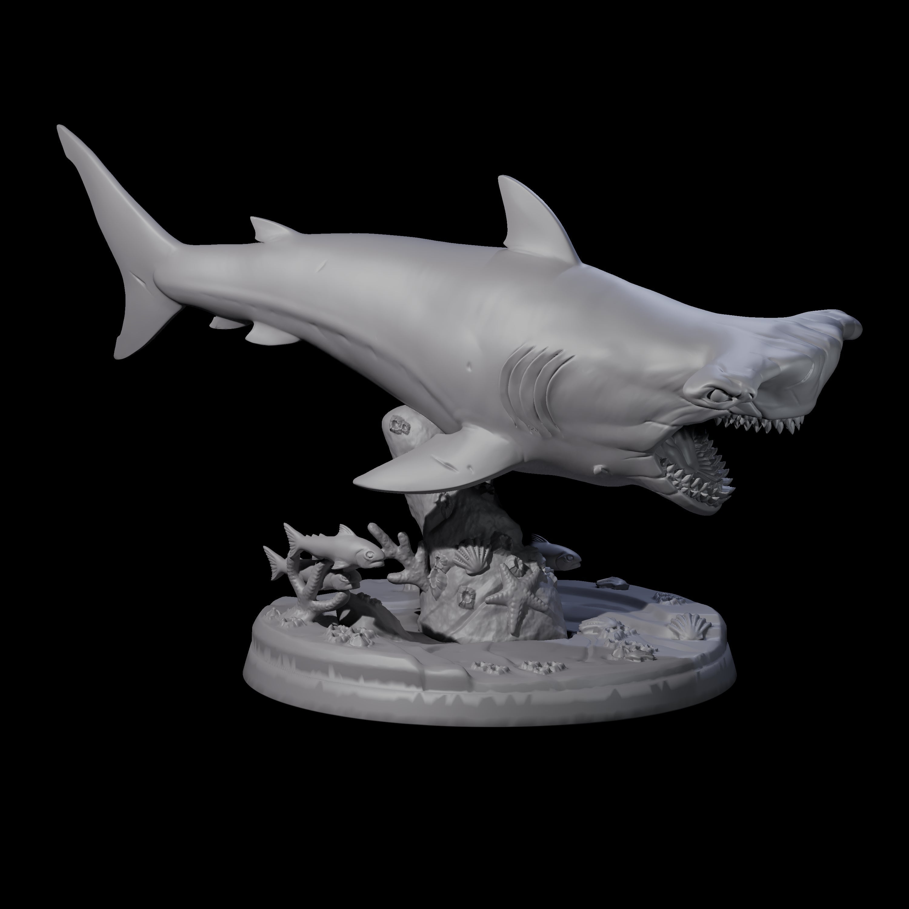 Four Toothy Giant Sharks Miniature for Dungeons and Dragons, Pathfinder or other TTRPGs