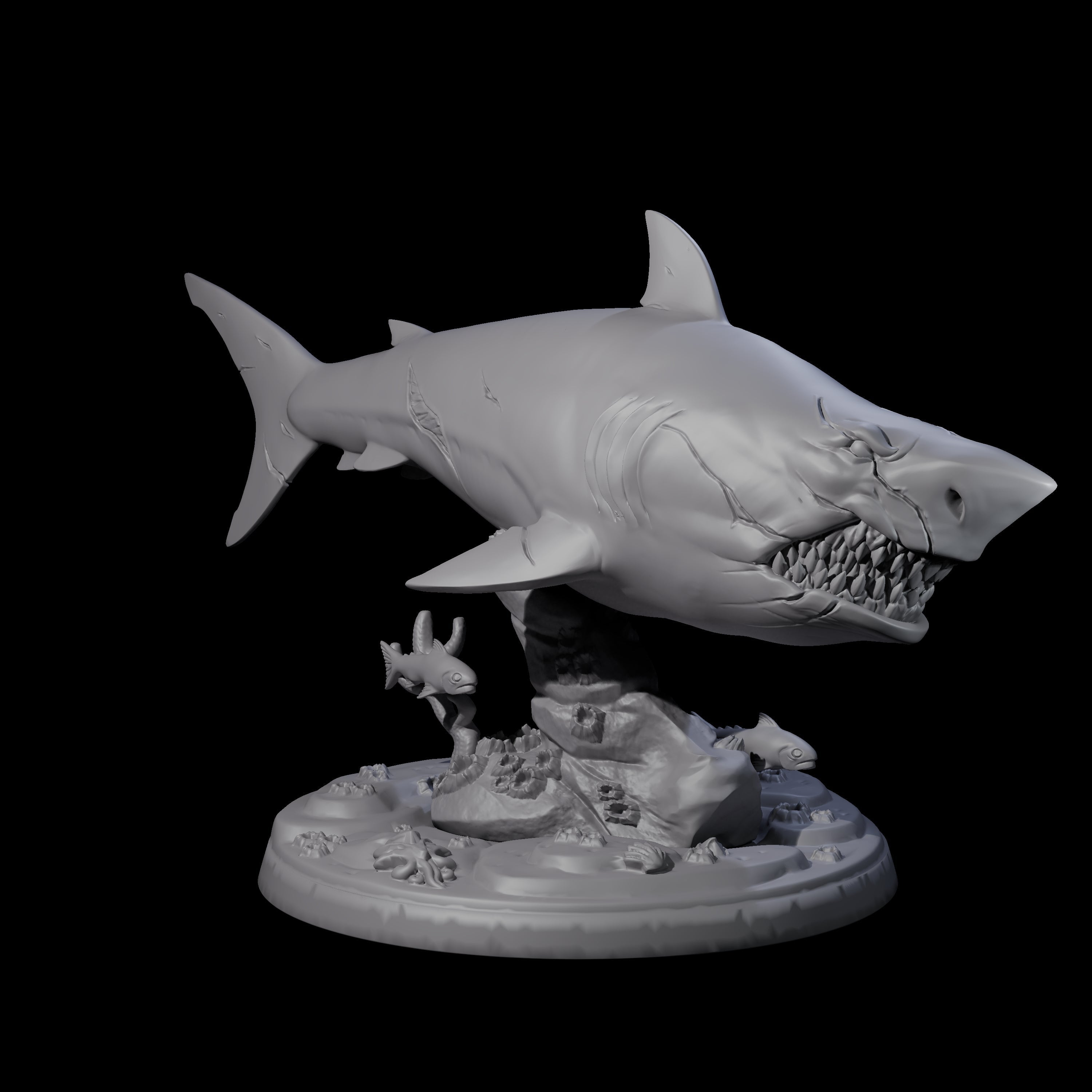 Four Toothy Giant Sharks Miniature for Dungeons and Dragons, Pathfinder or other TTRPGs