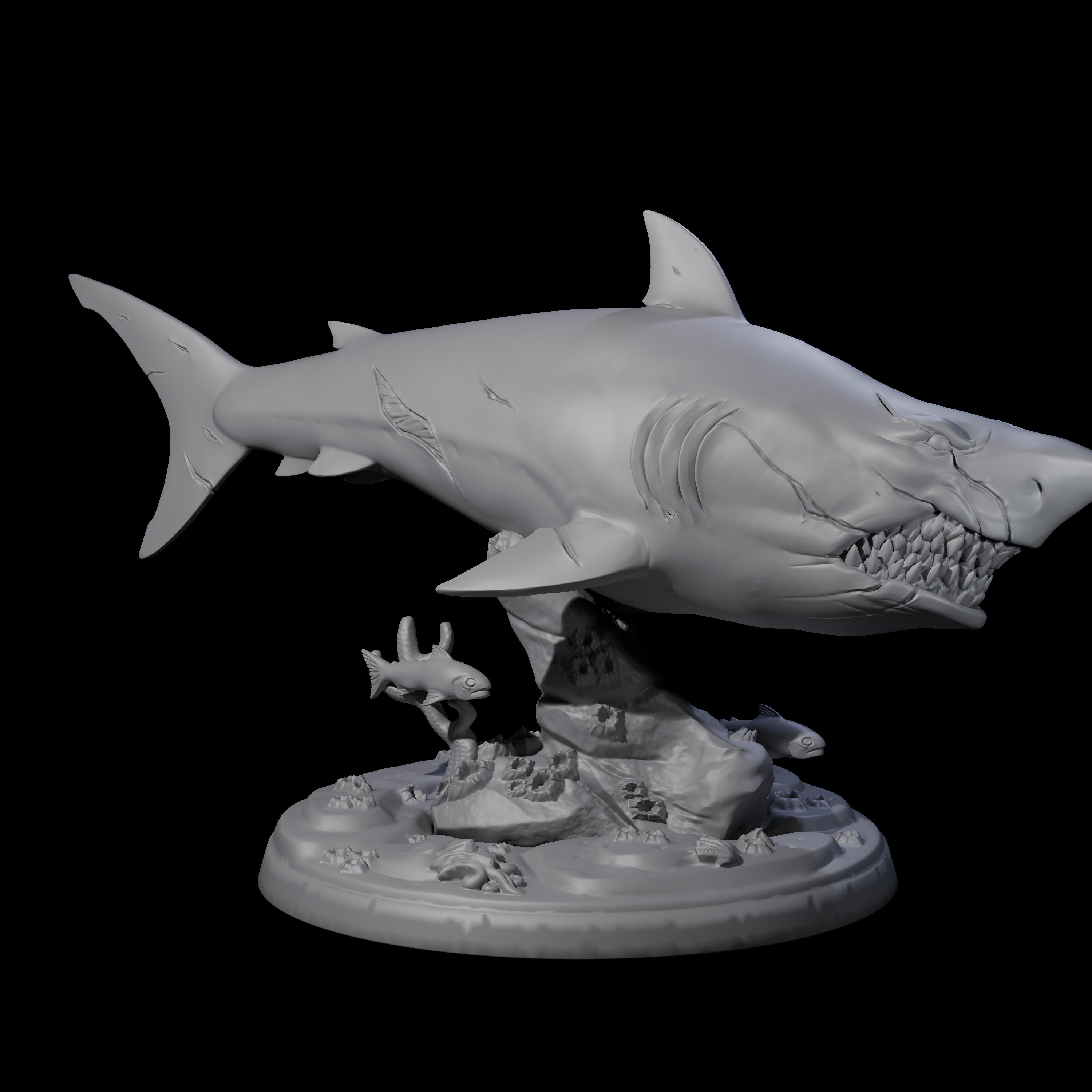 Four Toothy Giant Sharks Miniature for Dungeons and Dragons, Pathfinder or other TTRPGs