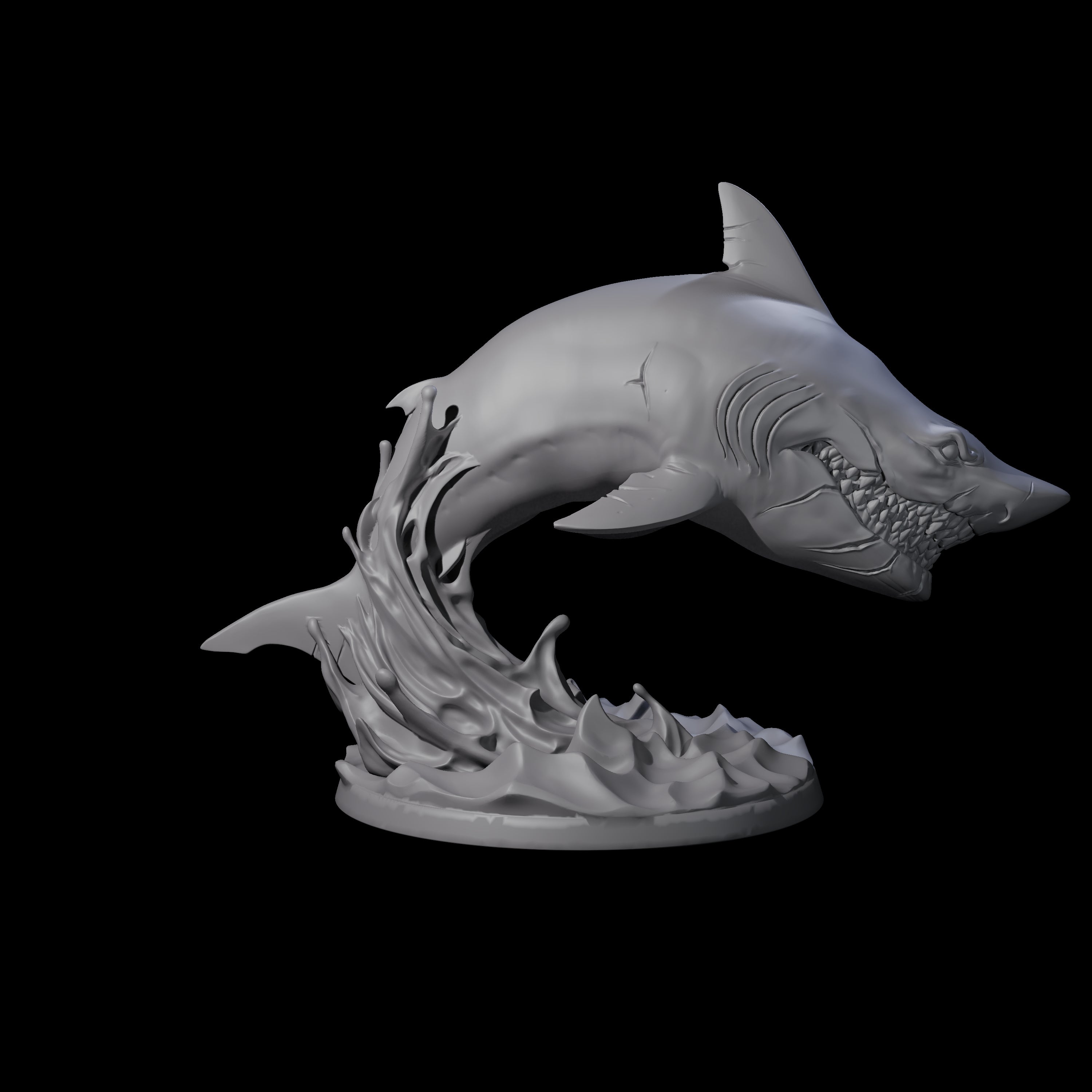 Four Toothy Giant Sharks Miniature for Dungeons and Dragons, Pathfinder or other TTRPGs