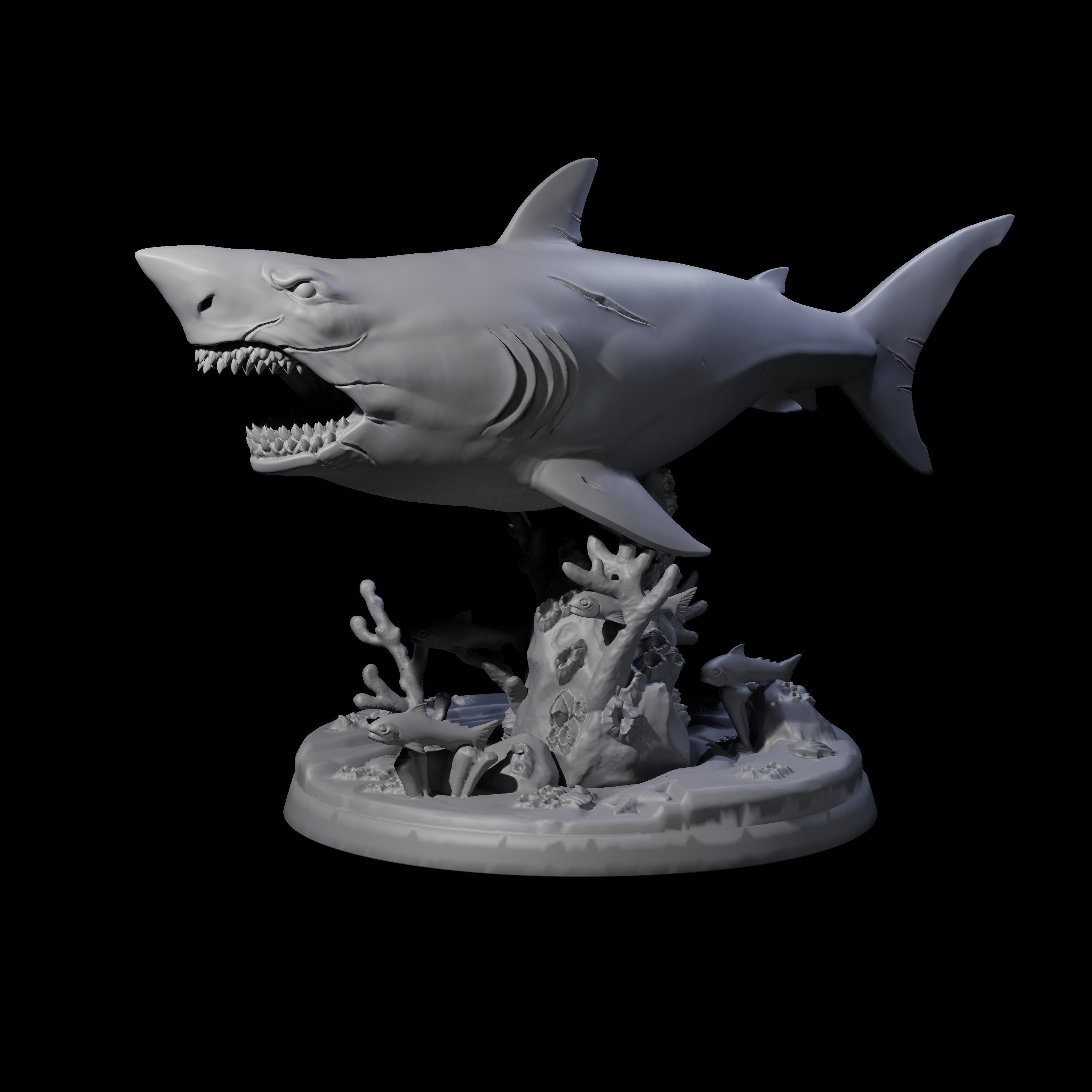 Four Toothy Giant Sharks Miniature for Dungeons and Dragons, Pathfinder or other TTRPGs