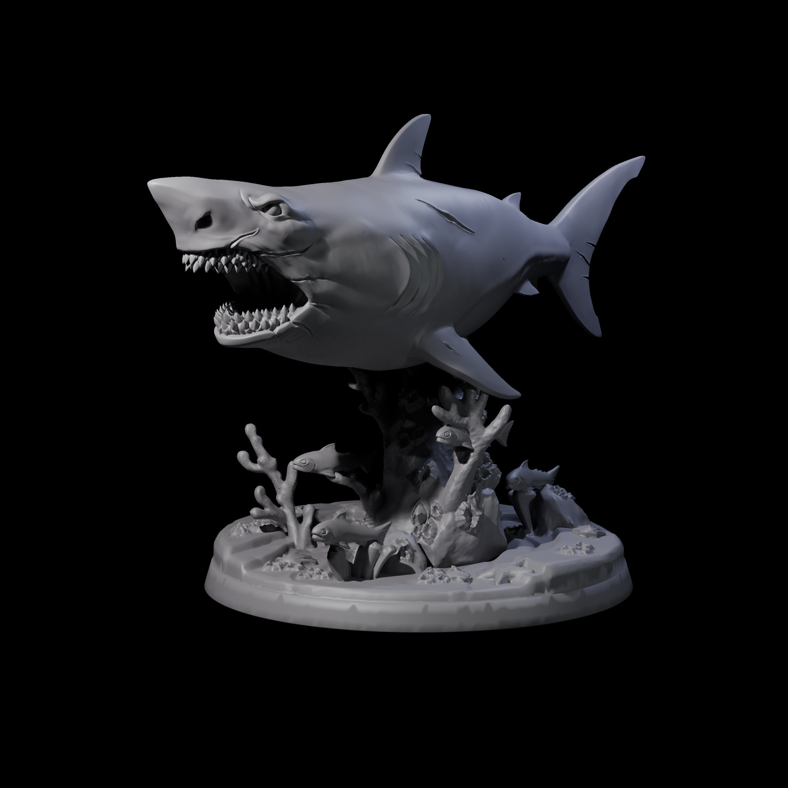 Four Toothy Giant Sharks Miniature for Dungeons and Dragons, Pathfinder or other TTRPGs