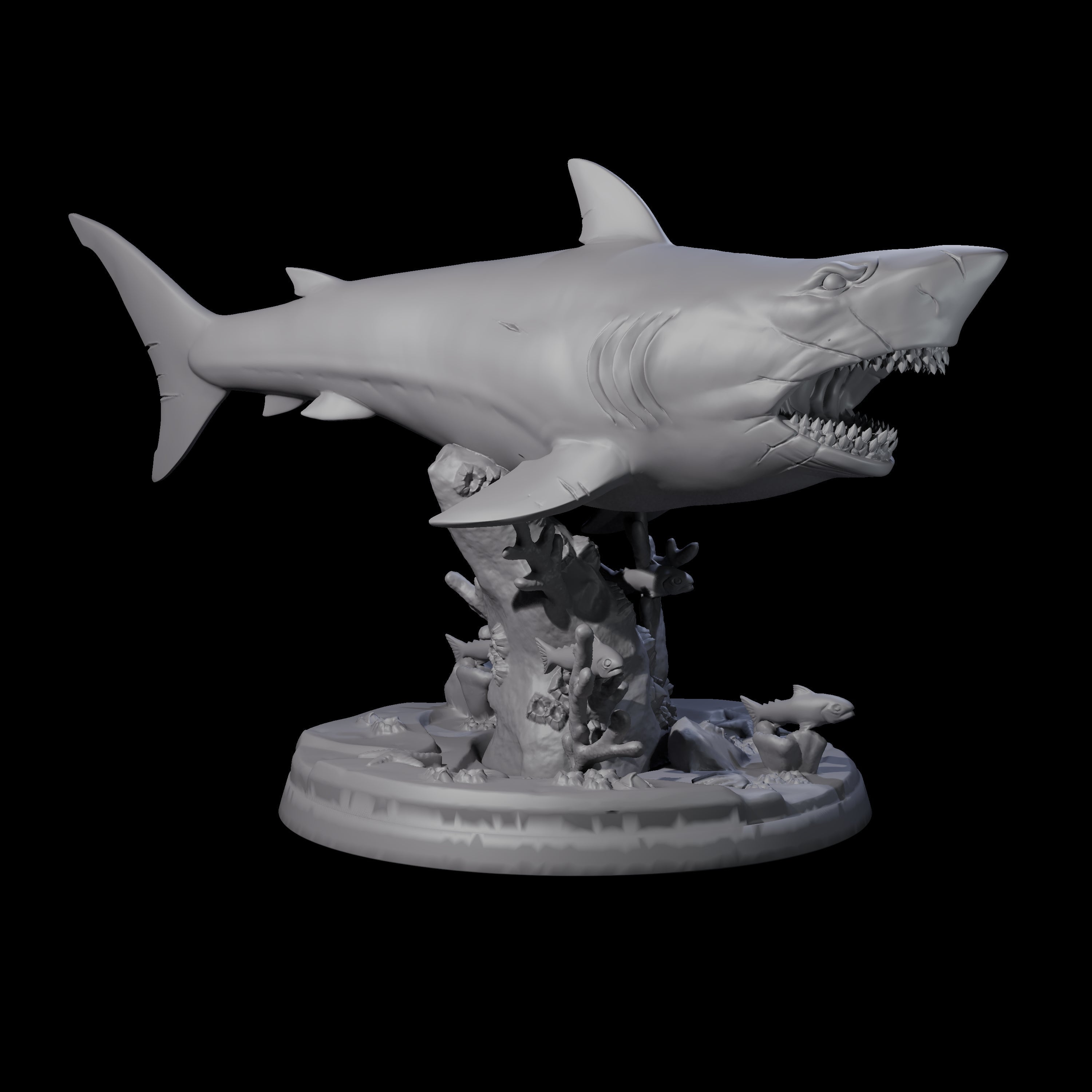 Four Toothy Giant Sharks Miniature for Dungeons and Dragons, Pathfinder or other TTRPGs