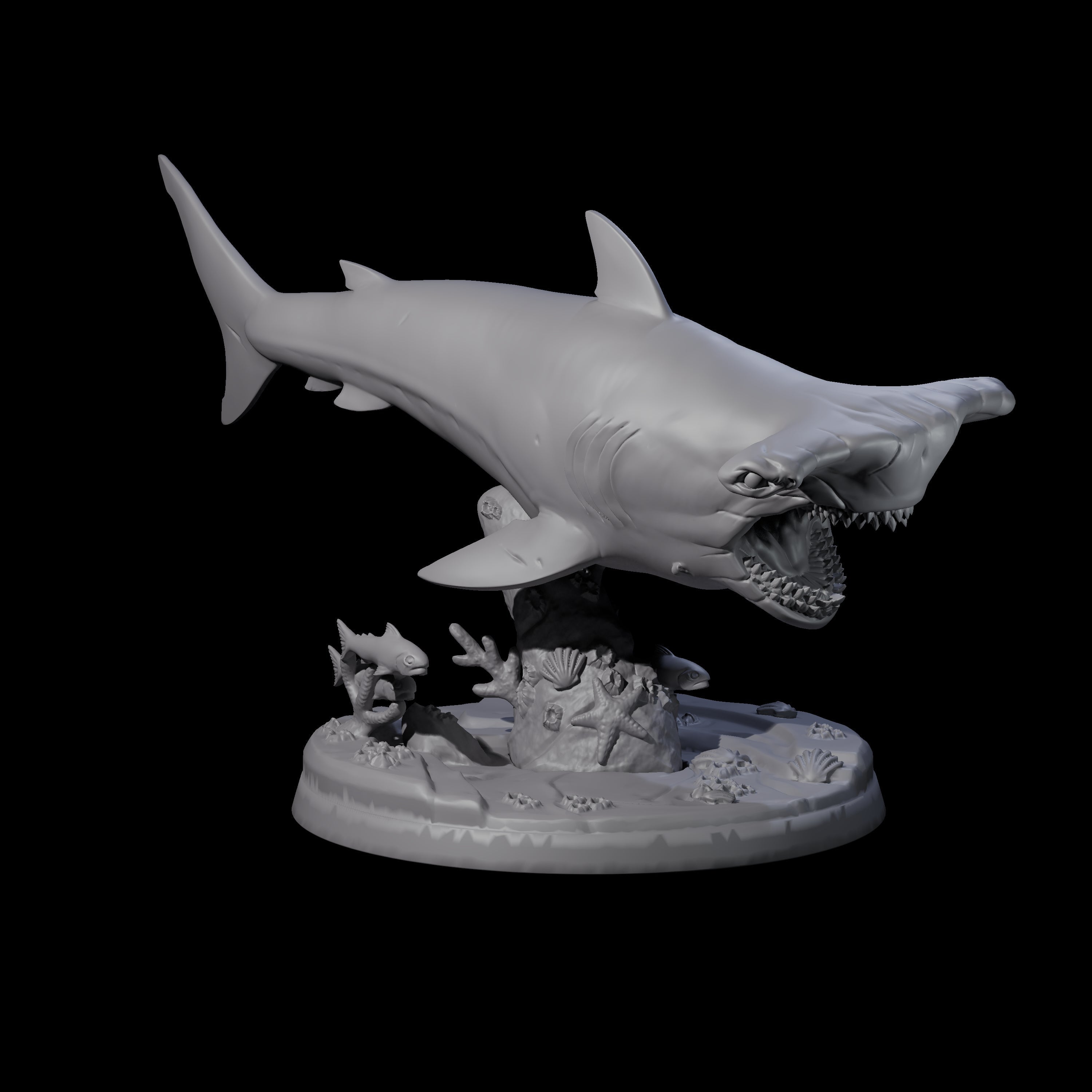 Four Toothy Giant Sharks Miniature for Dungeons and Dragons, Pathfinder or other TTRPGs