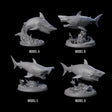 Four Toothy Giant Sharks Miniature for Dungeons and Dragons, Pathfinder or other TTRPGs