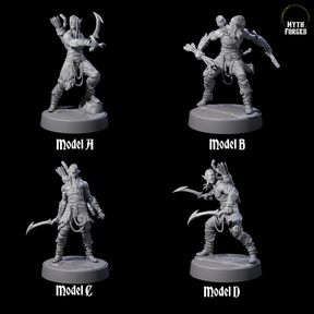 Four Tormented Eyeless Drow Miniature for Dungeons and Dragons, Pathfinder or other TTRPGs