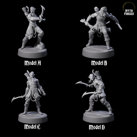 Four Tormented Eyeless Drow Miniature for Dungeons and Dragons, Pathfinder or other TTRPGs