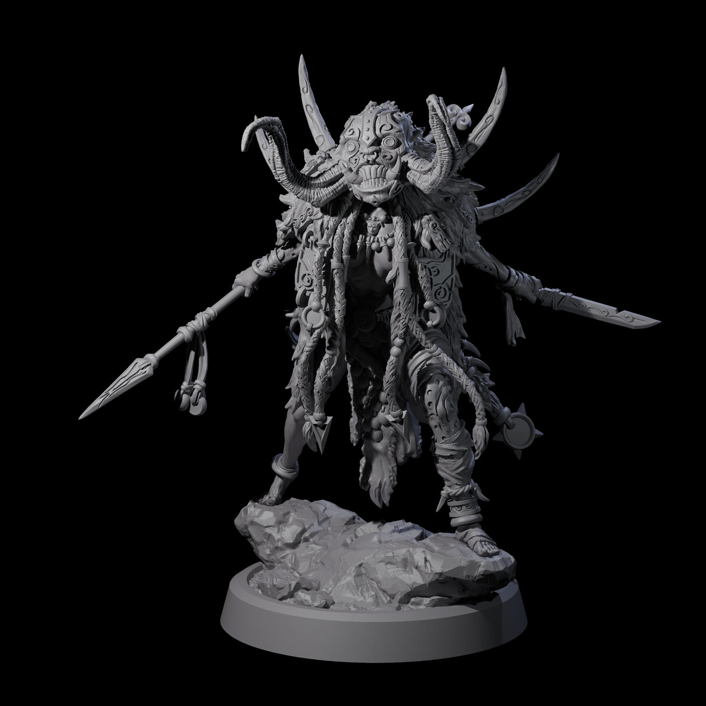 Four Tusked Goblin Shamans Miniature for Dungeons and Dragons, Pathfinder or other TTRPGs
