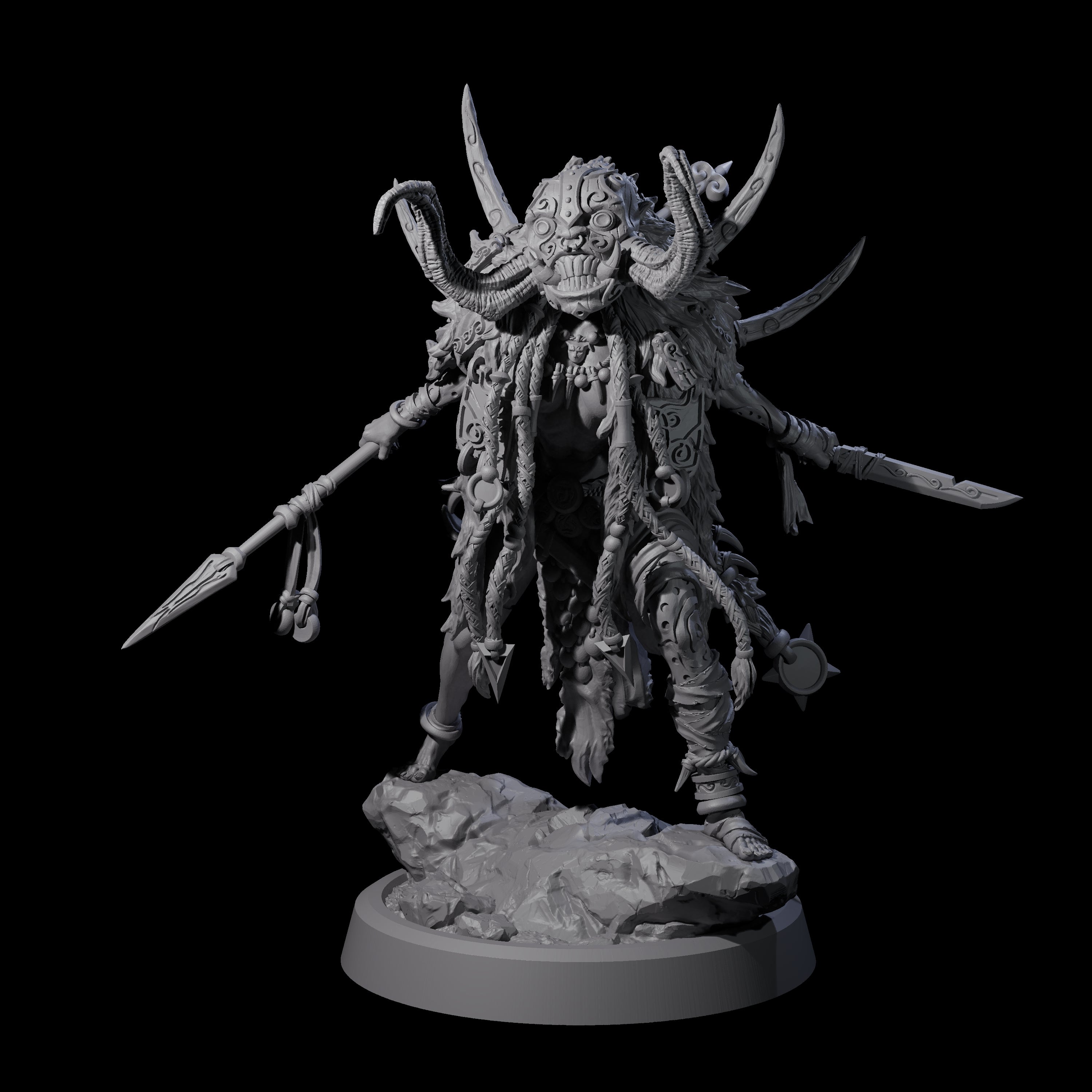 Four Tusked Goblin Shamans Miniature for Dungeons and Dragons, Pathfinder or other TTRPGs