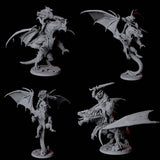 Four Valiant Dragonborn Warriors Riding Dragons Miniature for Dungeons and Dragons, Pathfinder or other TTRPGs