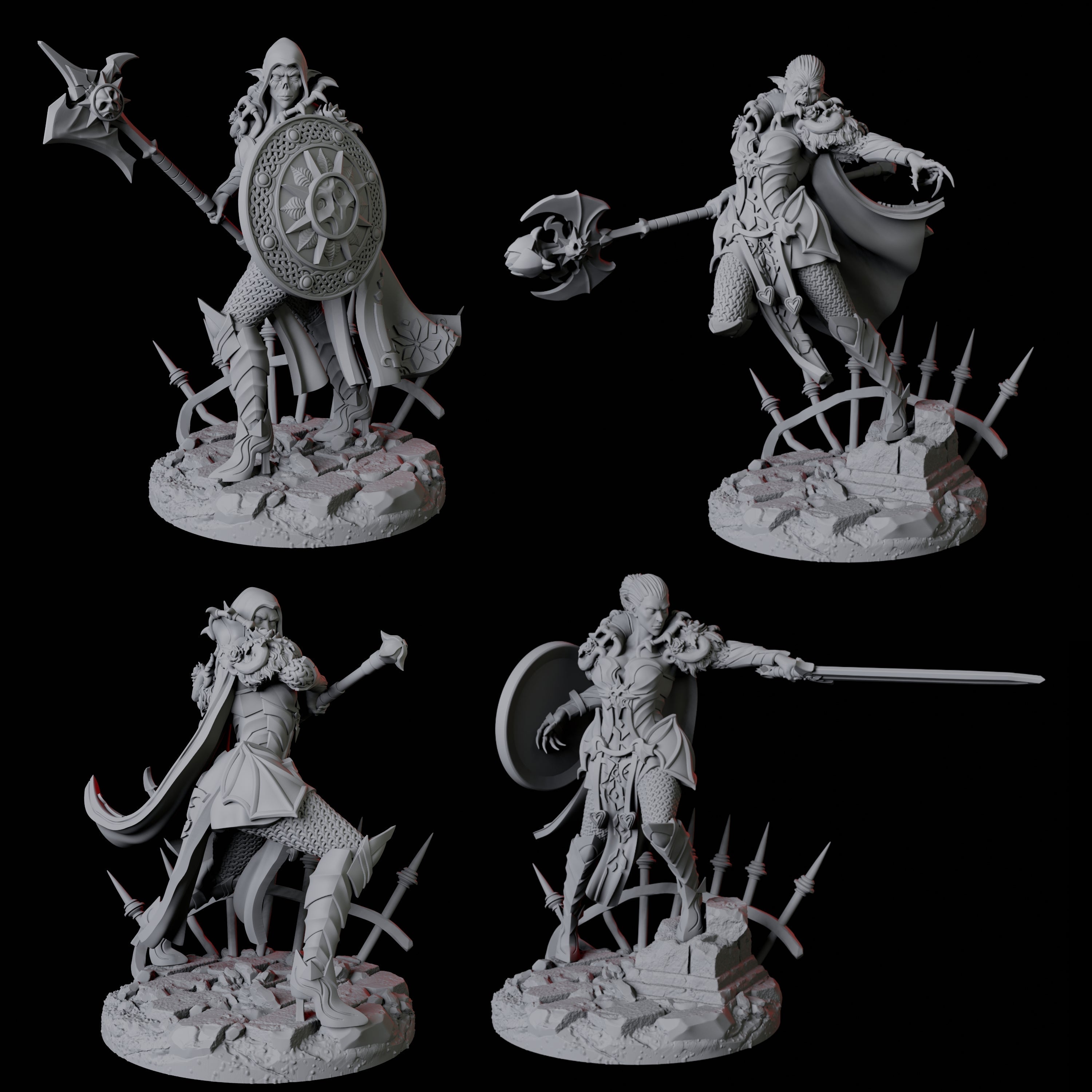 Four Vampire Warriors Miniature for Dungeons and Dragons, Pathfinder or other TTRPGs