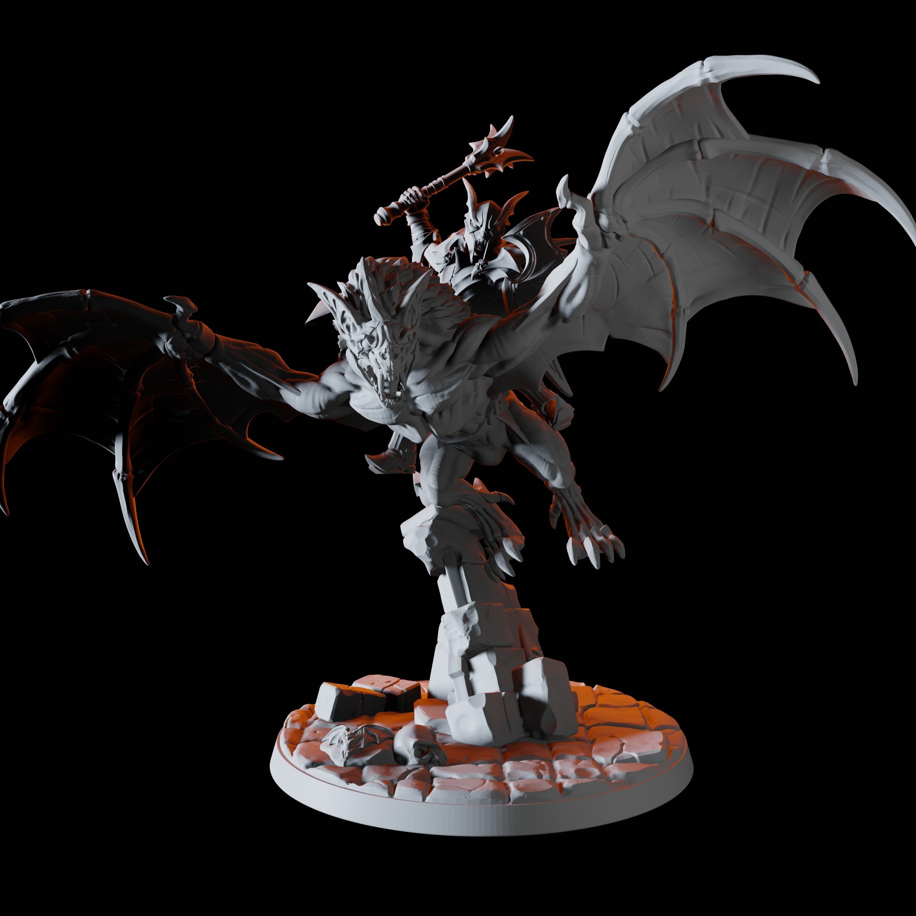 Four Vampire on Giant Bat Miniatures for Dungeons and Dragons - Myth Forged