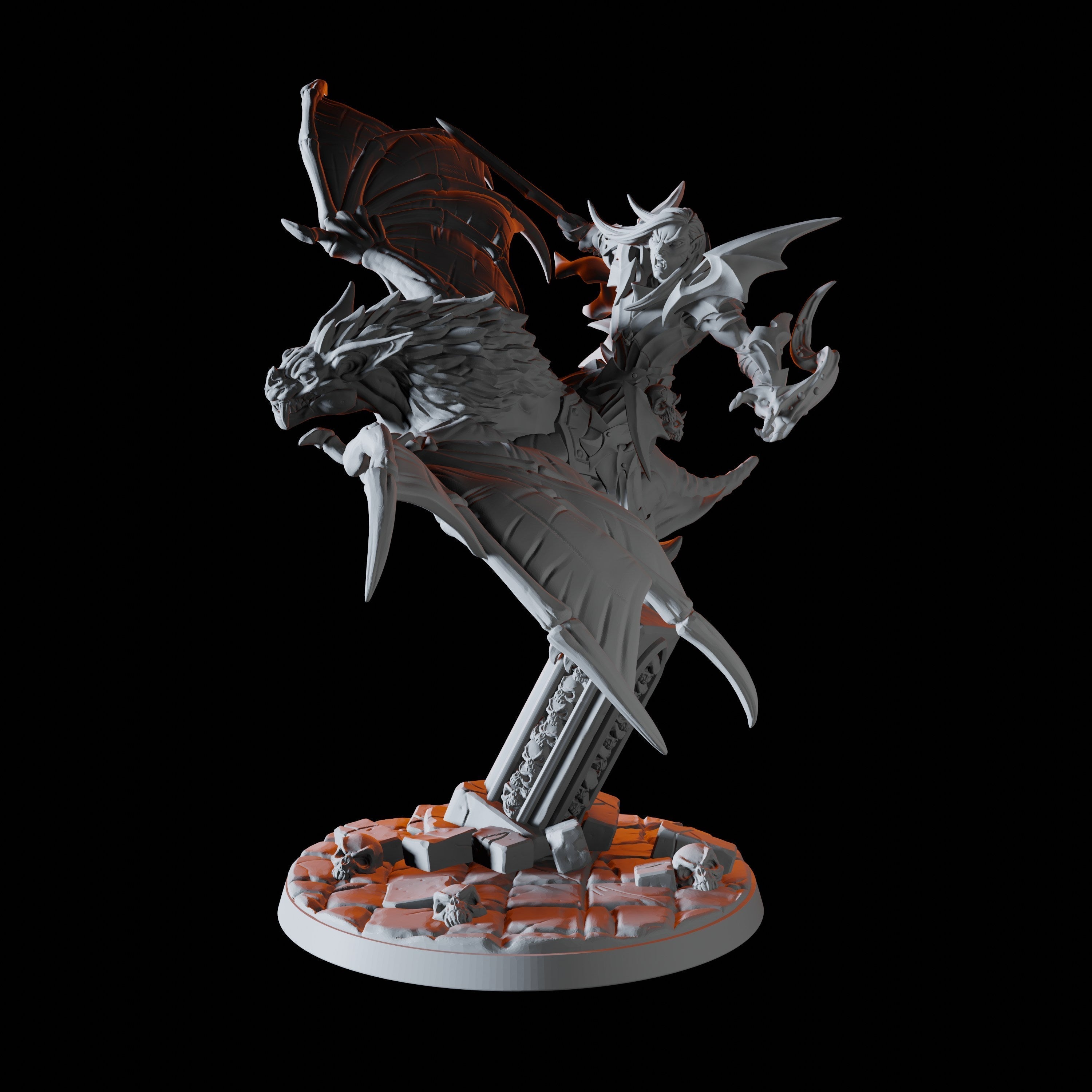 Four Vampire on Giant Bat Miniatures for Dungeons and Dragons - Myth Forged