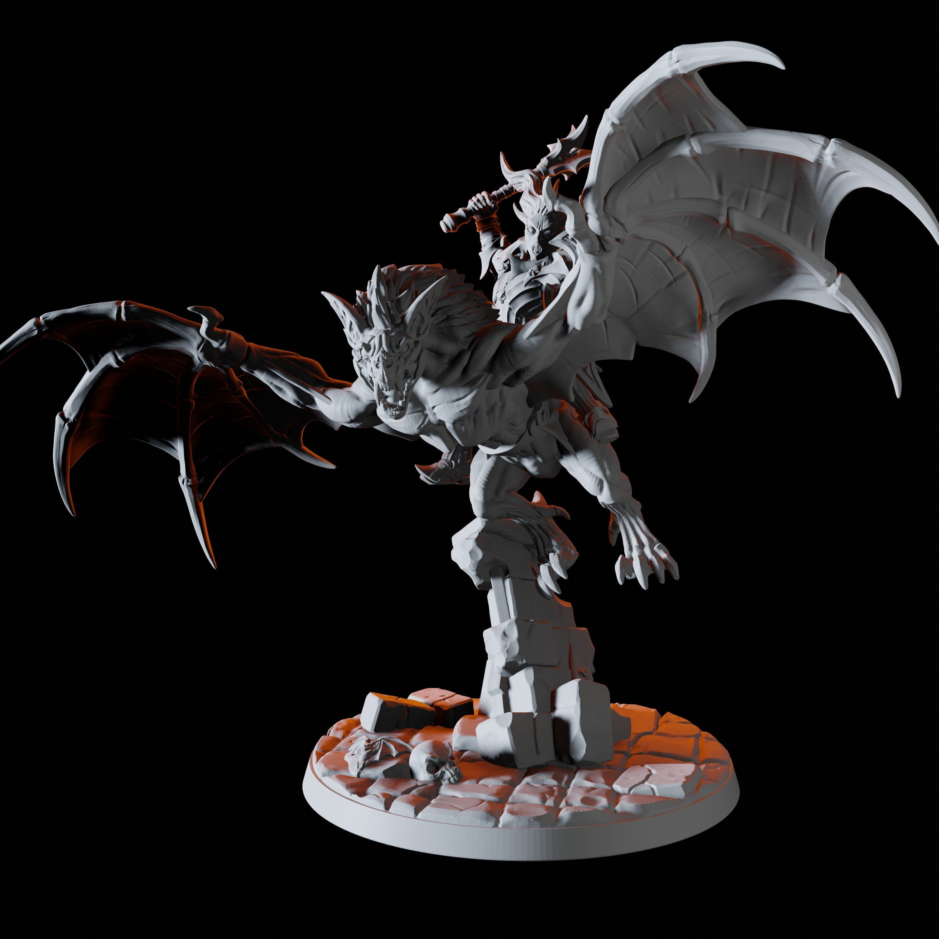 Four Vampire on Giant Bat Miniatures for Dungeons and Dragons - Myth Forged