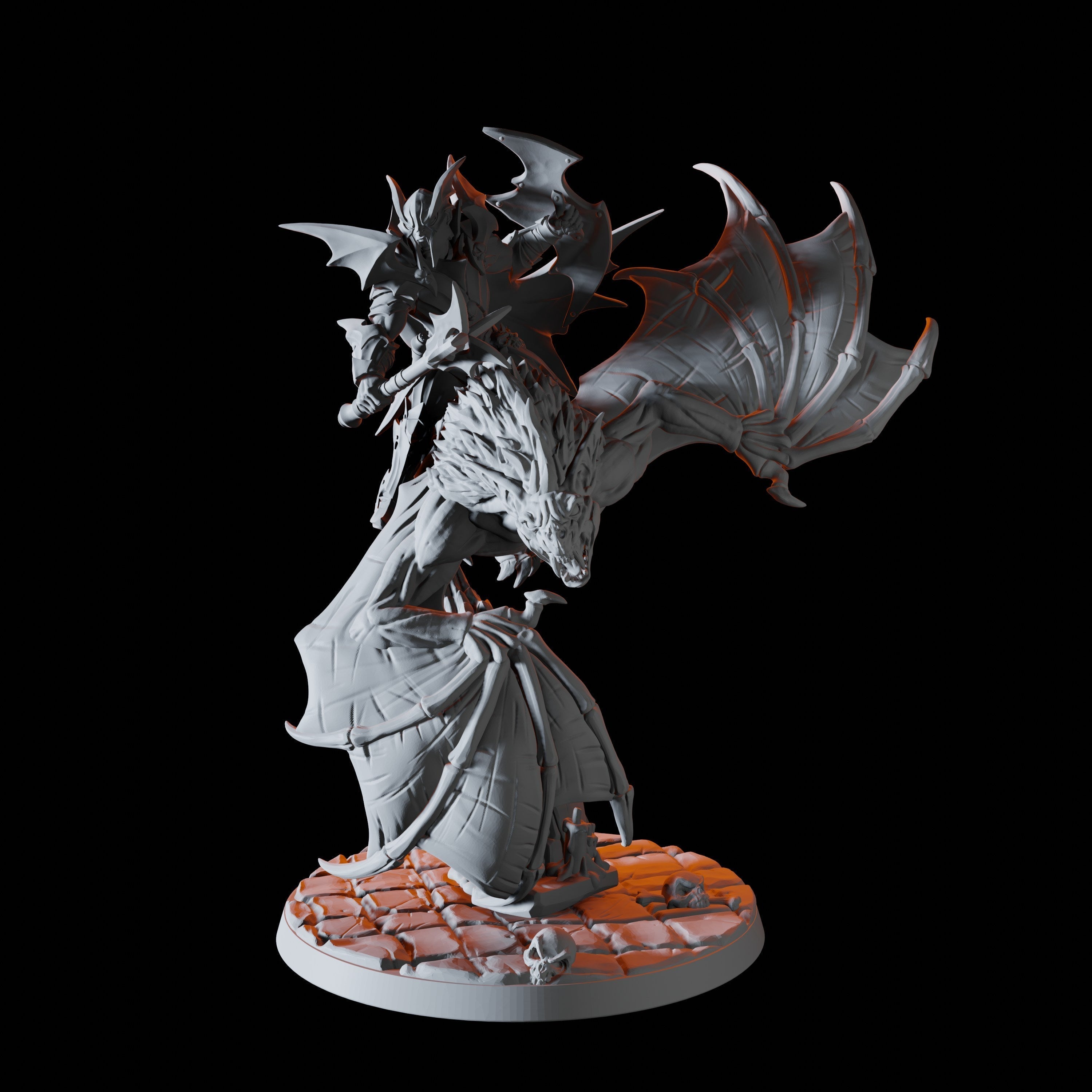 Four Vampire on Giant Bat Miniatures for Dungeons and Dragons - Myth Forged