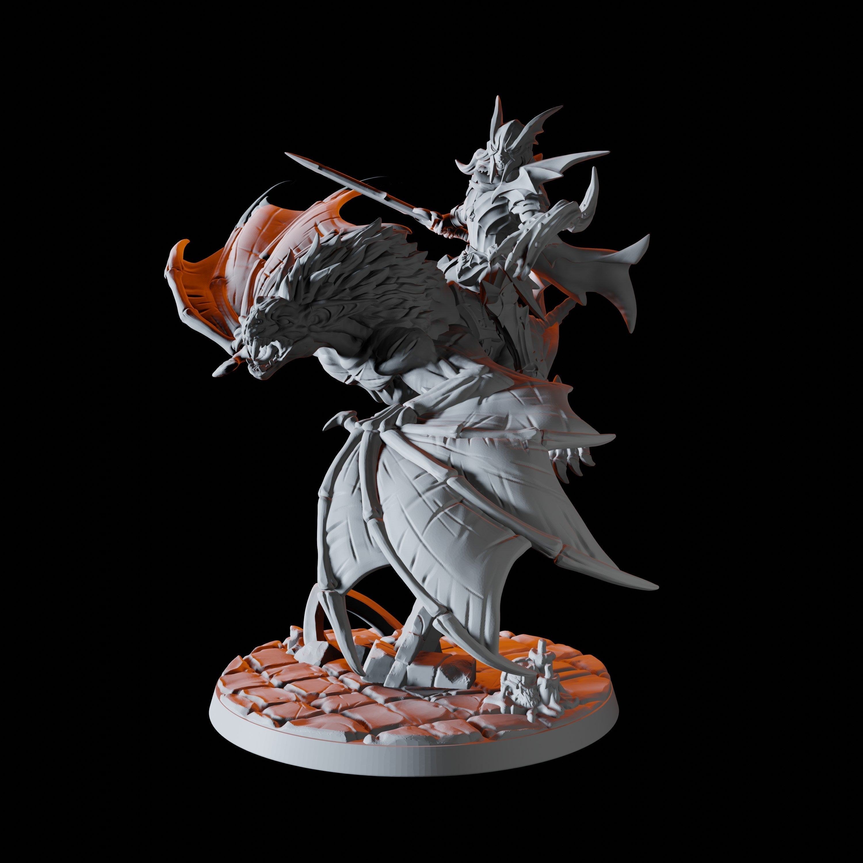 Four Vampire on Giant Bat Miniatures for Dungeons and Dragons - Myth Forged