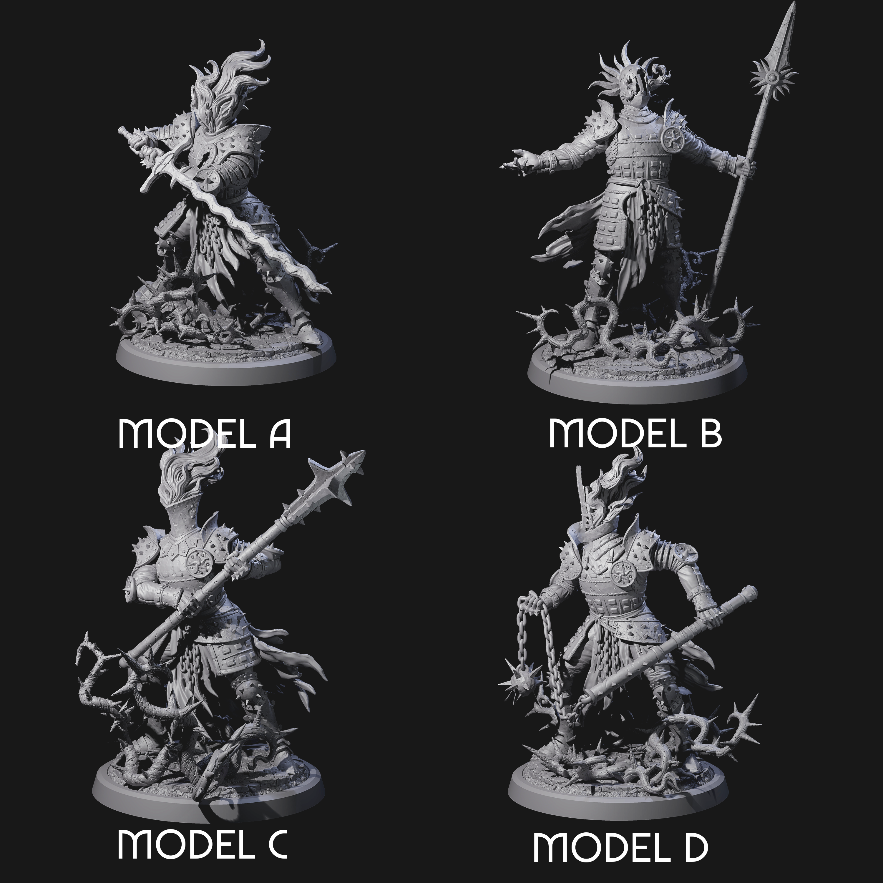 Four Well Trained Fire Elemental Myrmidons Miniature for Dungeons and Dragons, Pathfinder or other TTRPGs