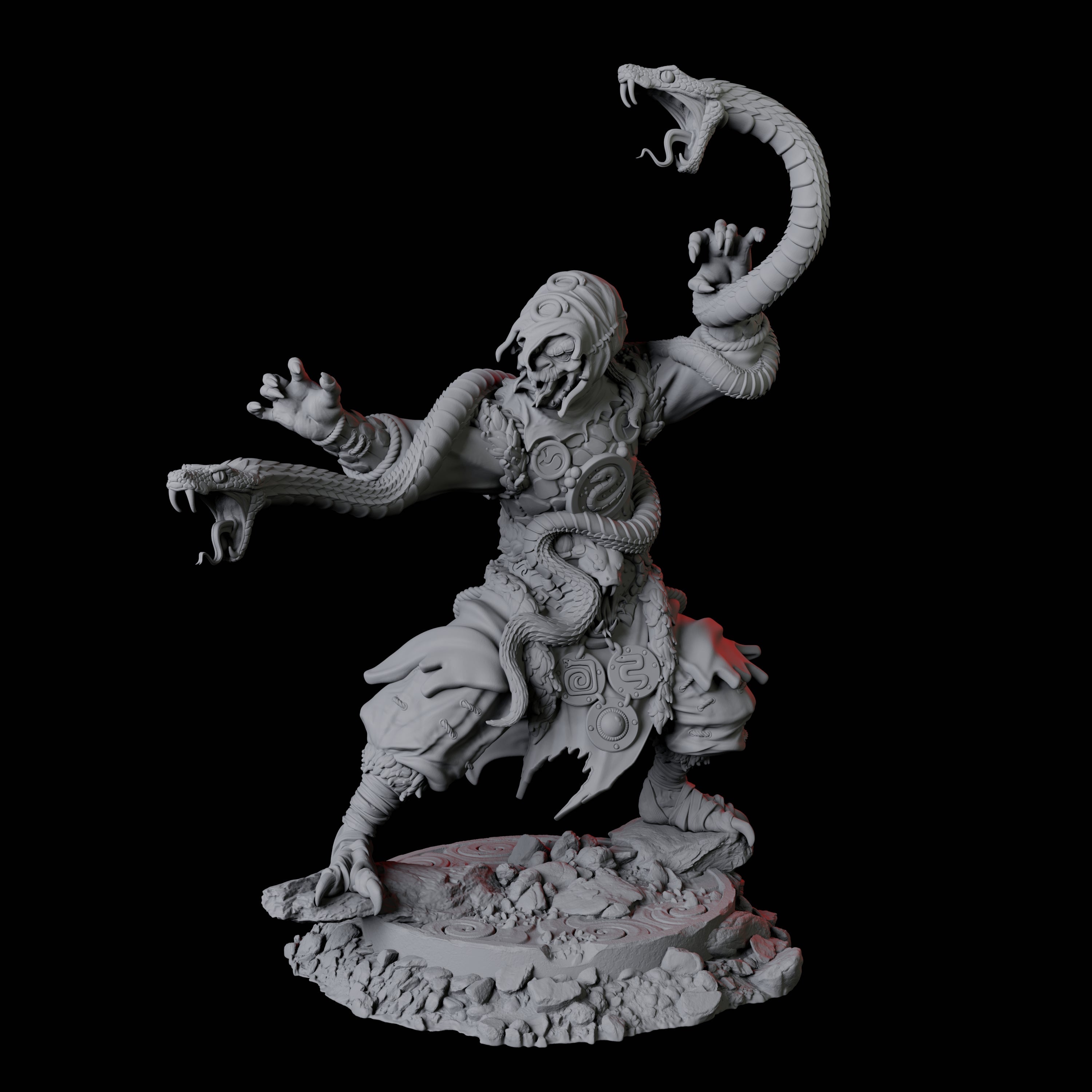 Four Yuan-Ti Snake Charmers Miniature for Dungeons and Dragons, Pathfinder or other TTRPGs