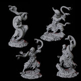 Four Yuan-Ti Snake Charmers Miniature for Dungeons and Dragons, Pathfinder or other TTRPGs