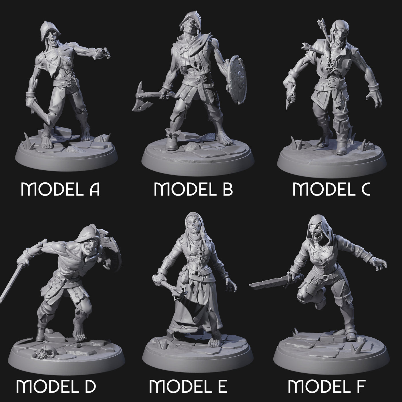 Freshly Risen Zombie Soldiers Miniature for Dungeons and Dragons, Pathfinder or other TTRPGs
