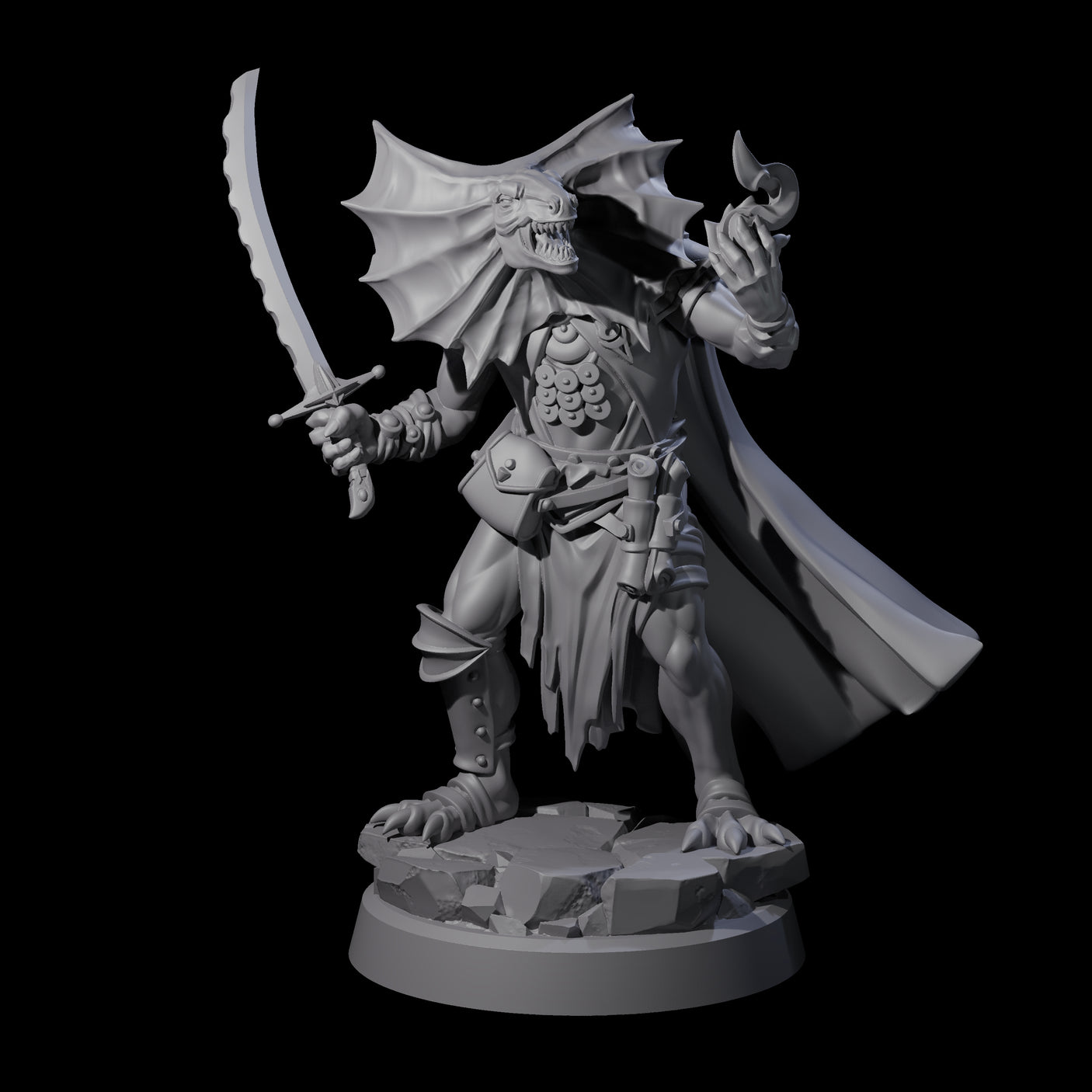 Frilled Lizardfolk Arcane Trickster Miniature for Dungeons and Dragons, Pathfinder or other TTRPGs