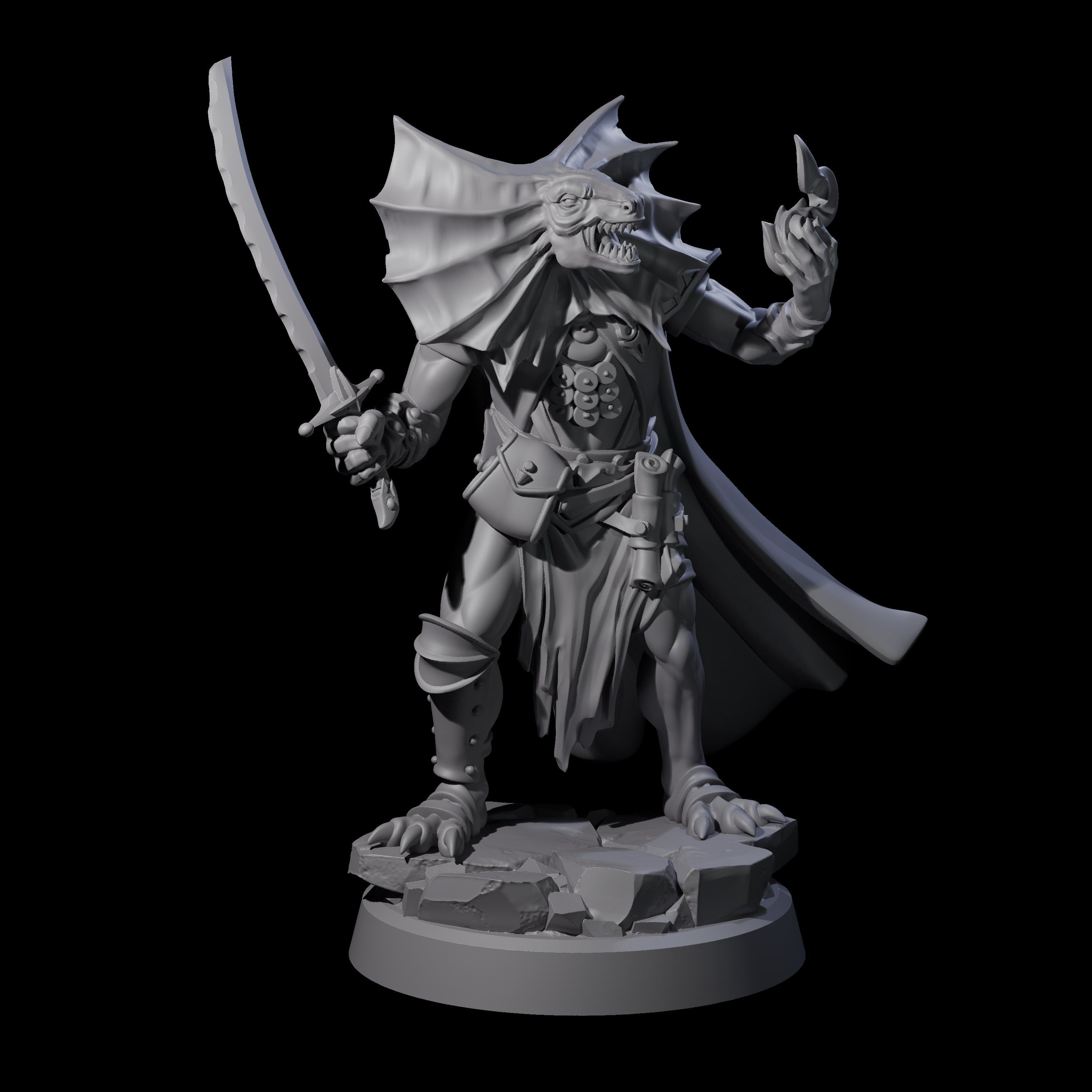 Frilled Lizardfolk Arcane Trickster Miniature for Dungeons and Dragons, Pathfinder or other TTRPGs