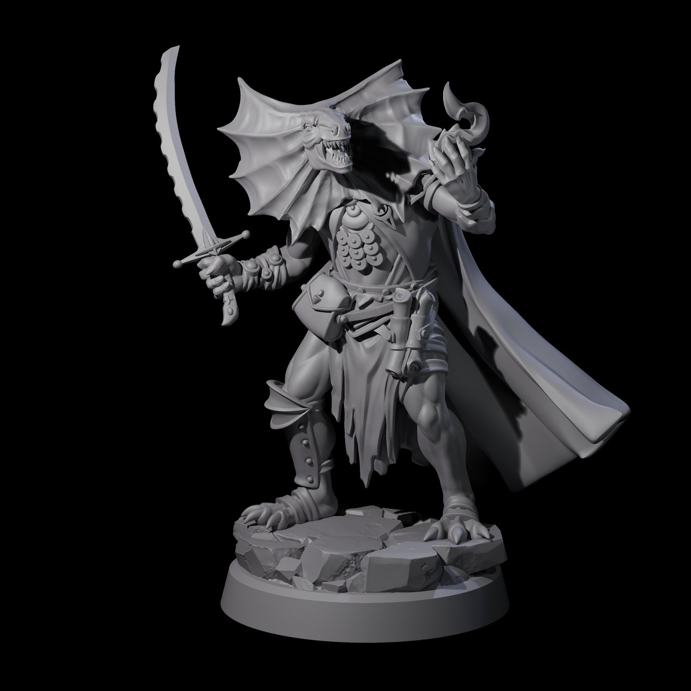 Frilled Lizardfolk Arcane Trickster Miniature for Dungeons and Dragons, Pathfinder or other TTRPGs