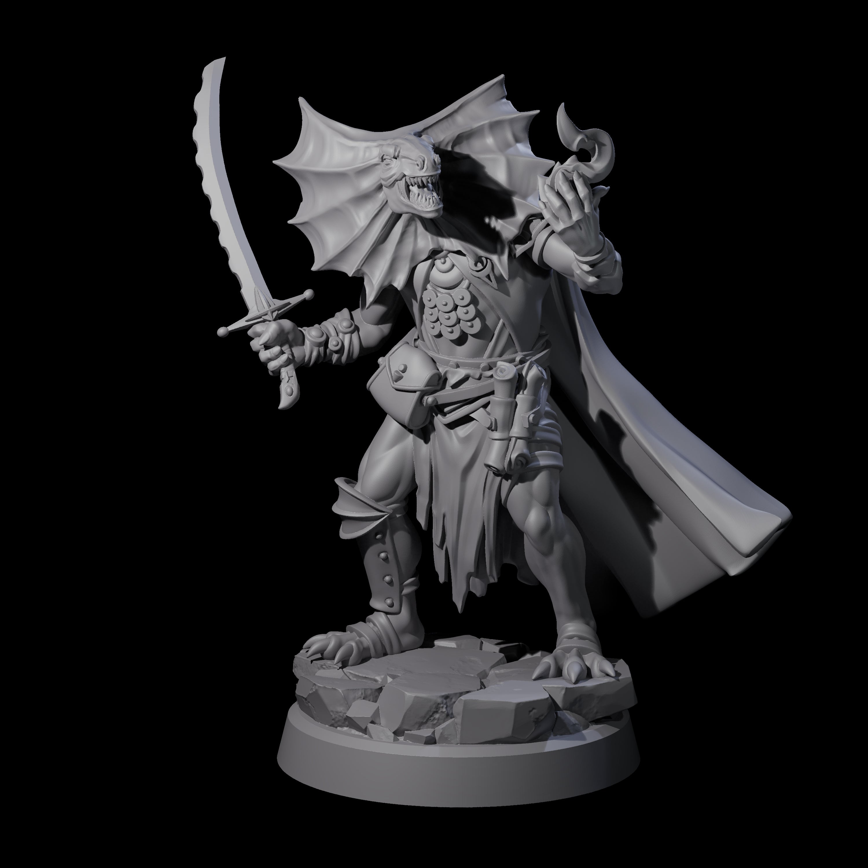 Frilled Lizardfolk Arcane Trickster Miniature for Dungeons and Dragons, Pathfinder or other TTRPGs