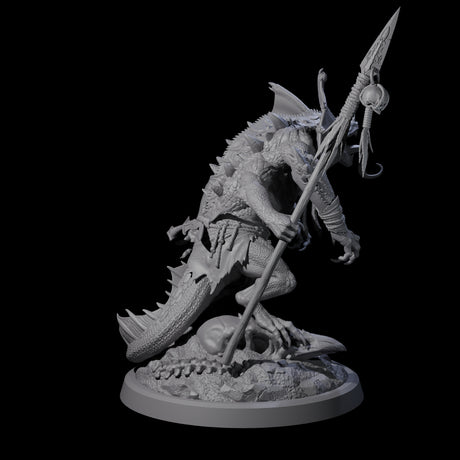 Frilly Dinosaur Lizardfolk Warrior Miniature for Dungeons and Dragons, Pathfinder or other TTRPGs