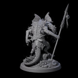 Frilly Dinosaur Lizardfolk Warrior Miniature for Dungeons and Dragons, Pathfinder or other TTRPGs
