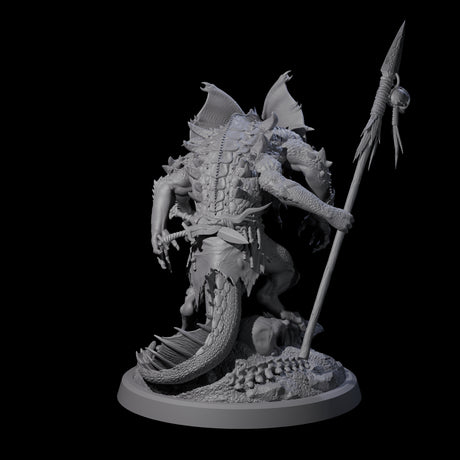 Frilly Dinosaur Lizardfolk Warrior Miniature for Dungeons and Dragons, Pathfinder or other TTRPGs