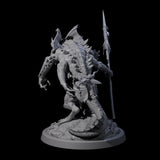 Frilly Dinosaur Lizardfolk Warrior Miniature for Dungeons and Dragons, Pathfinder or other TTRPGs