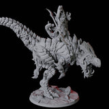 Frost Lizardfolk Champion riding a T-Rex Miniature for Dungeons and Dragons, Pathfinder or other TTRPGs