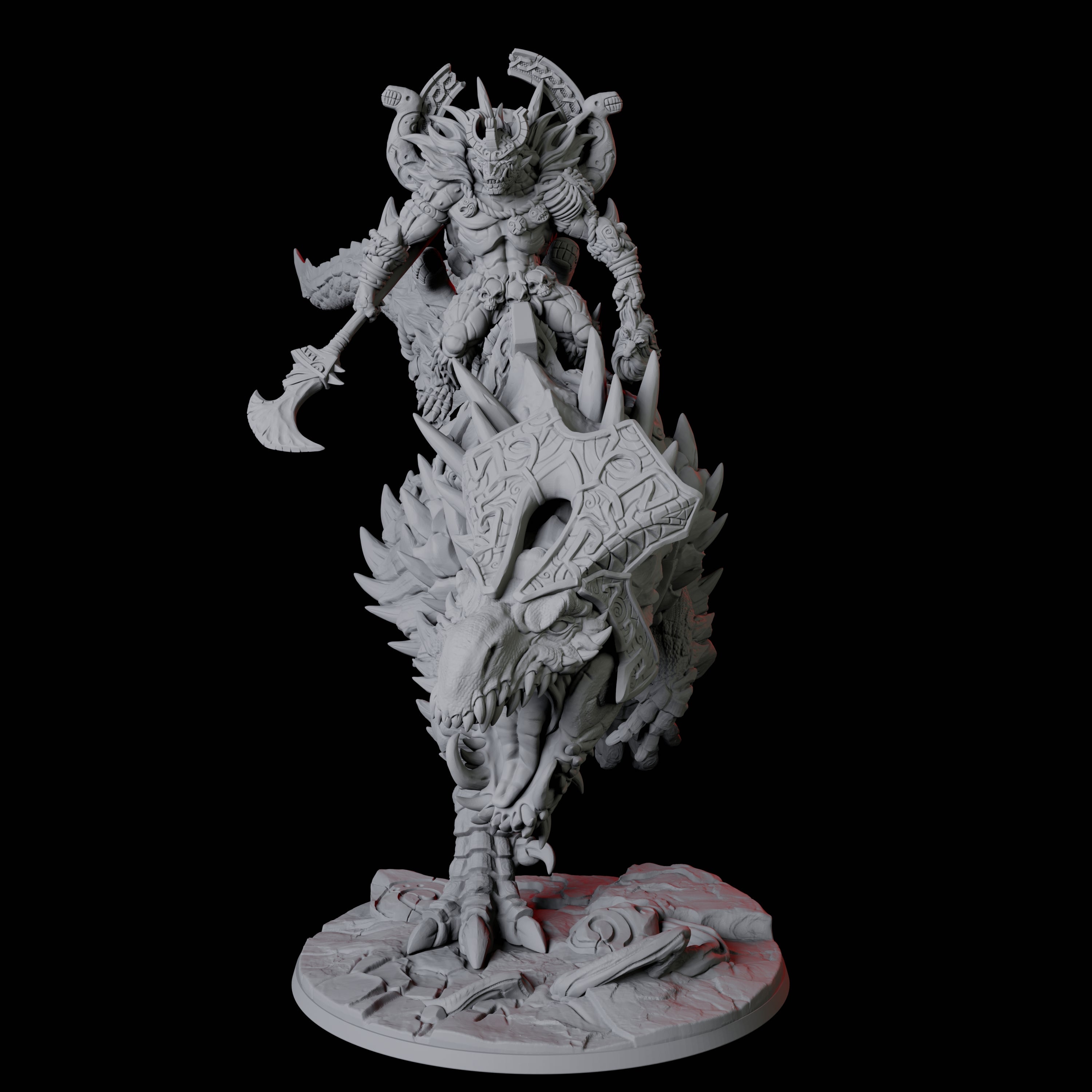 Frost Lizardfolk Champion riding a T-Rex Miniature for Dungeons and Dragons, Pathfinder or other TTRPGs