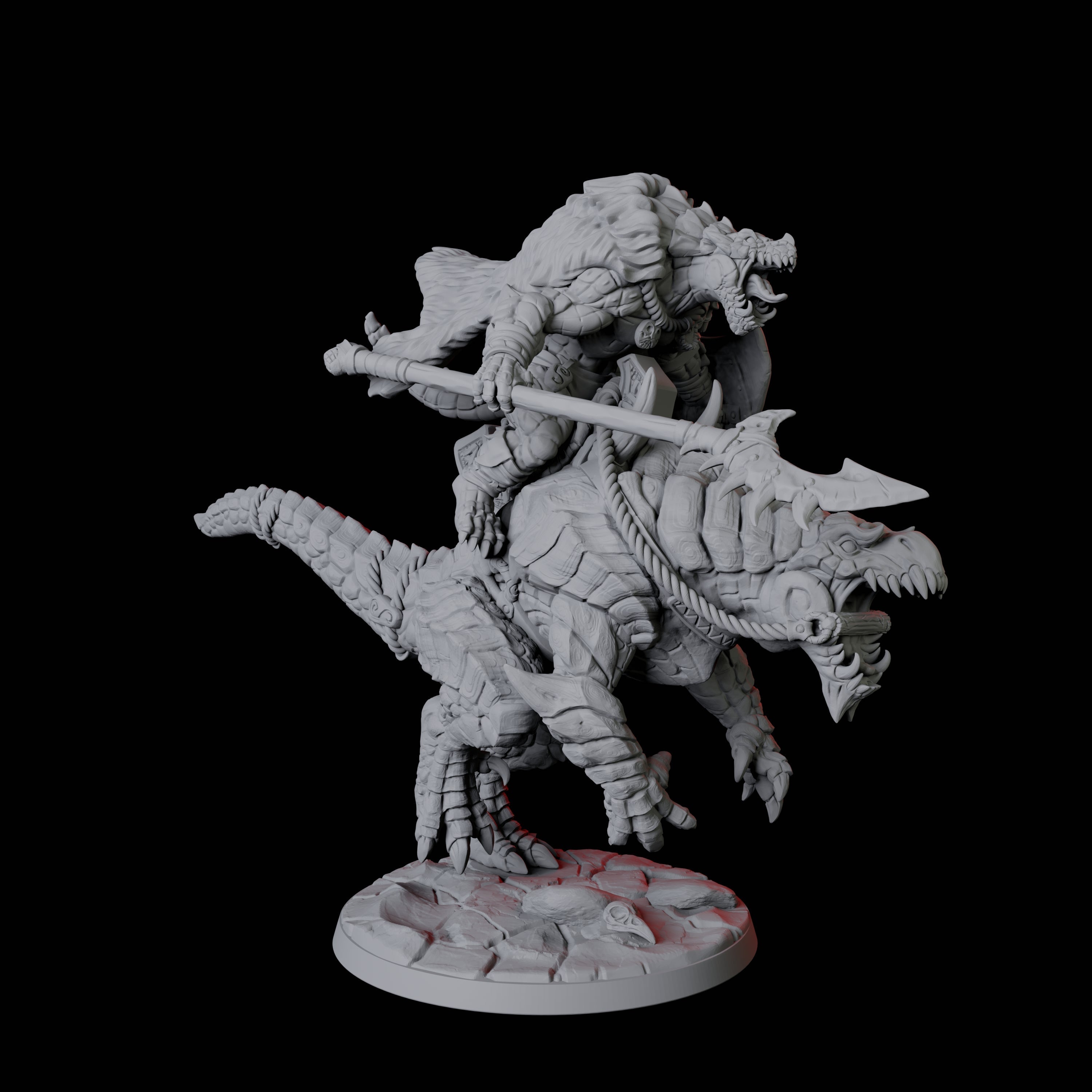 Frost Lizardfolk Warrior Rider A Miniature for Dungeons and Dragons, Pathfinder or other TTRPGs