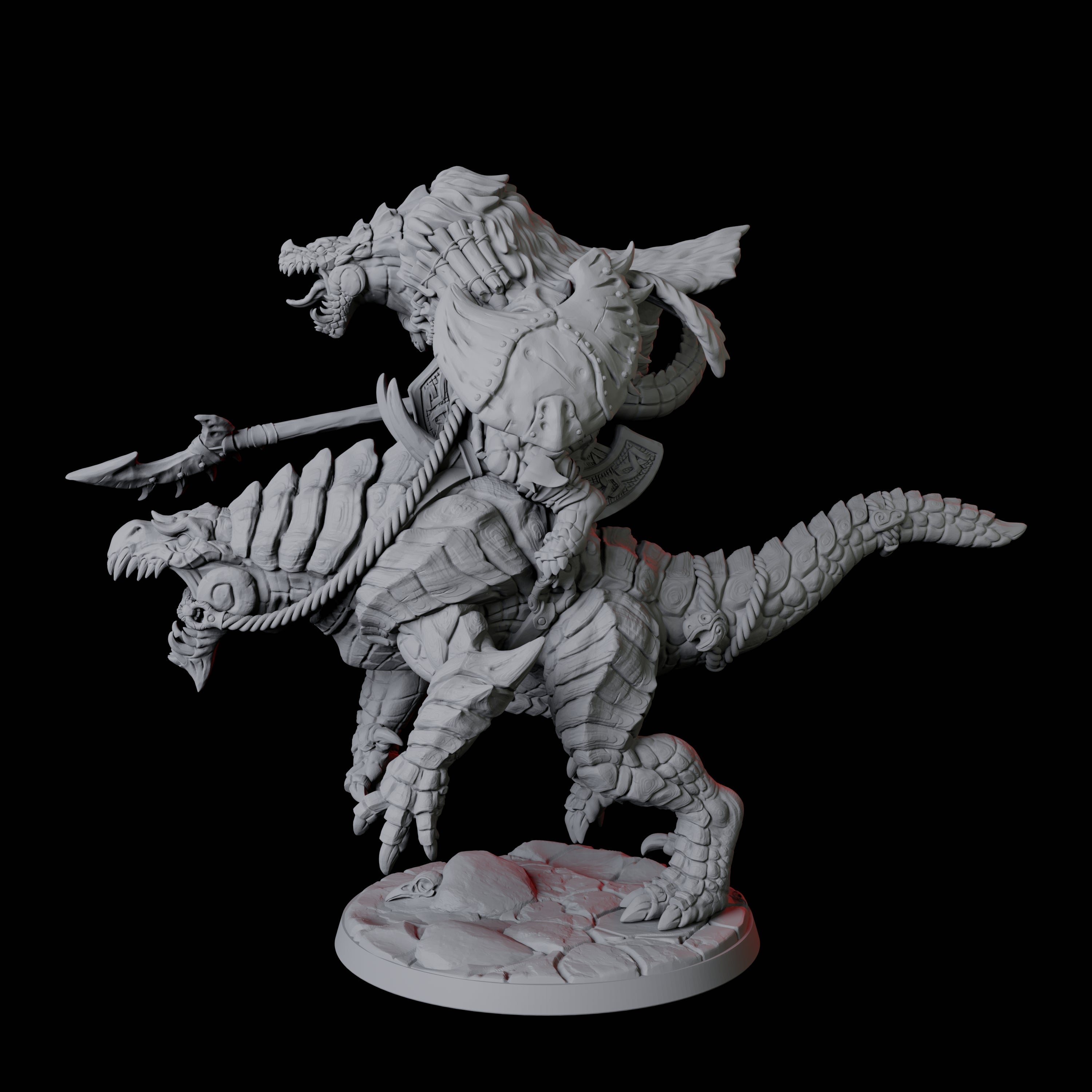 Frost Lizardfolk Warrior Rider A Miniature for Dungeons and Dragons, Pathfinder or other TTRPGs