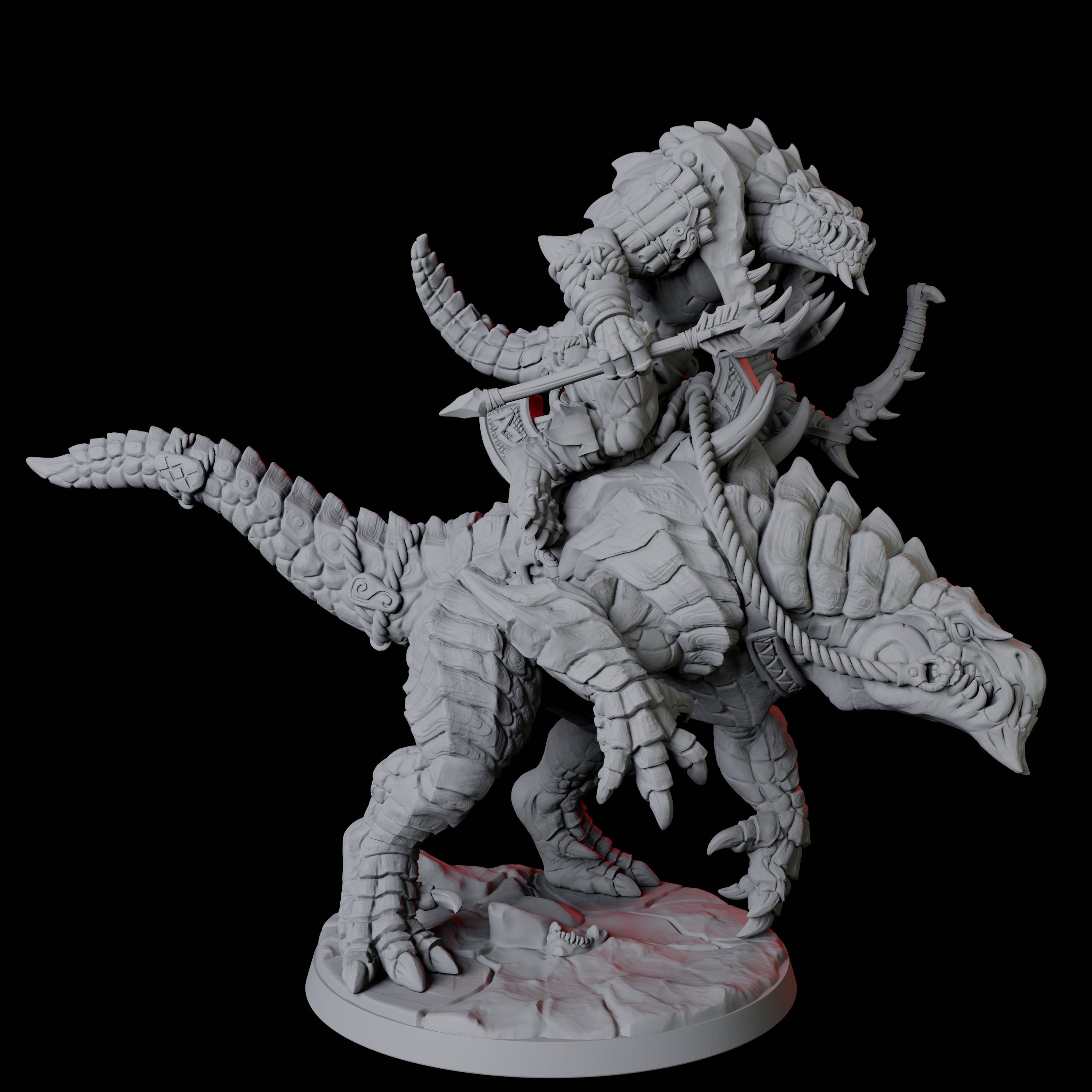 Frost Lizardfolk Warrior Rider B Miniature for Dungeons and Dragons, Pathfinder or other TTRPGs