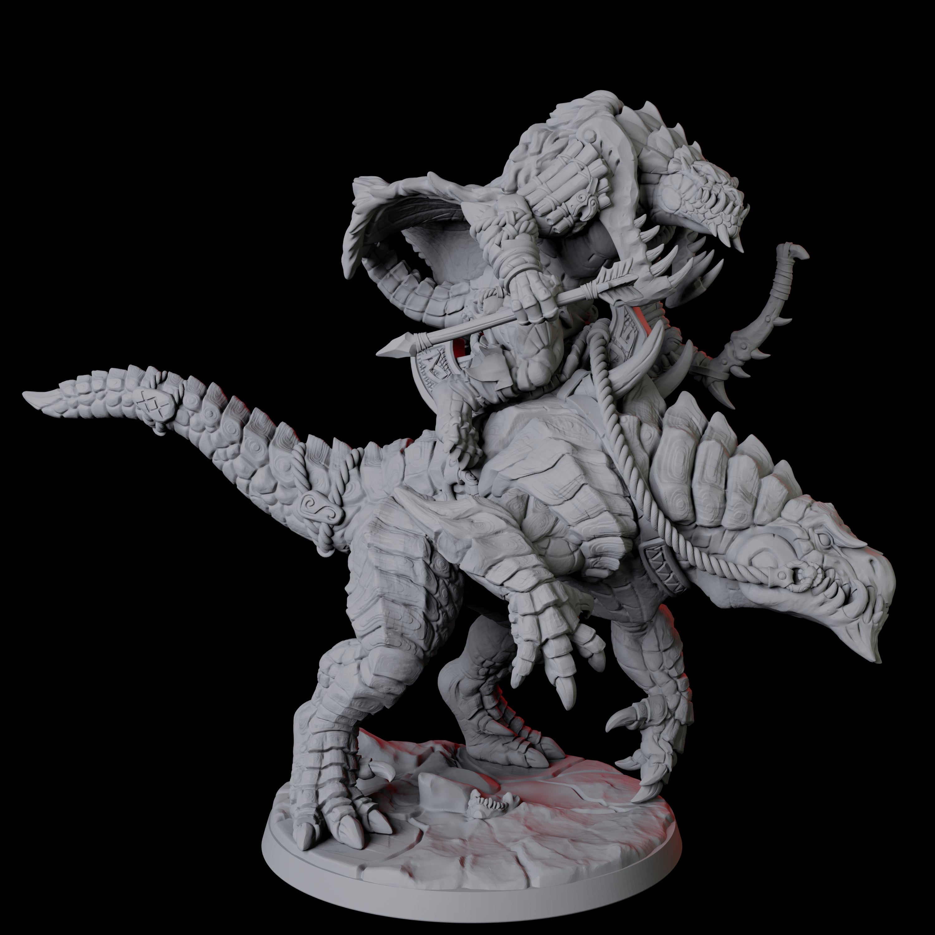 Frost Lizardfolk Warrior Rider B Miniature for Dungeons and Dragons, Pathfinder or other TTRPGs