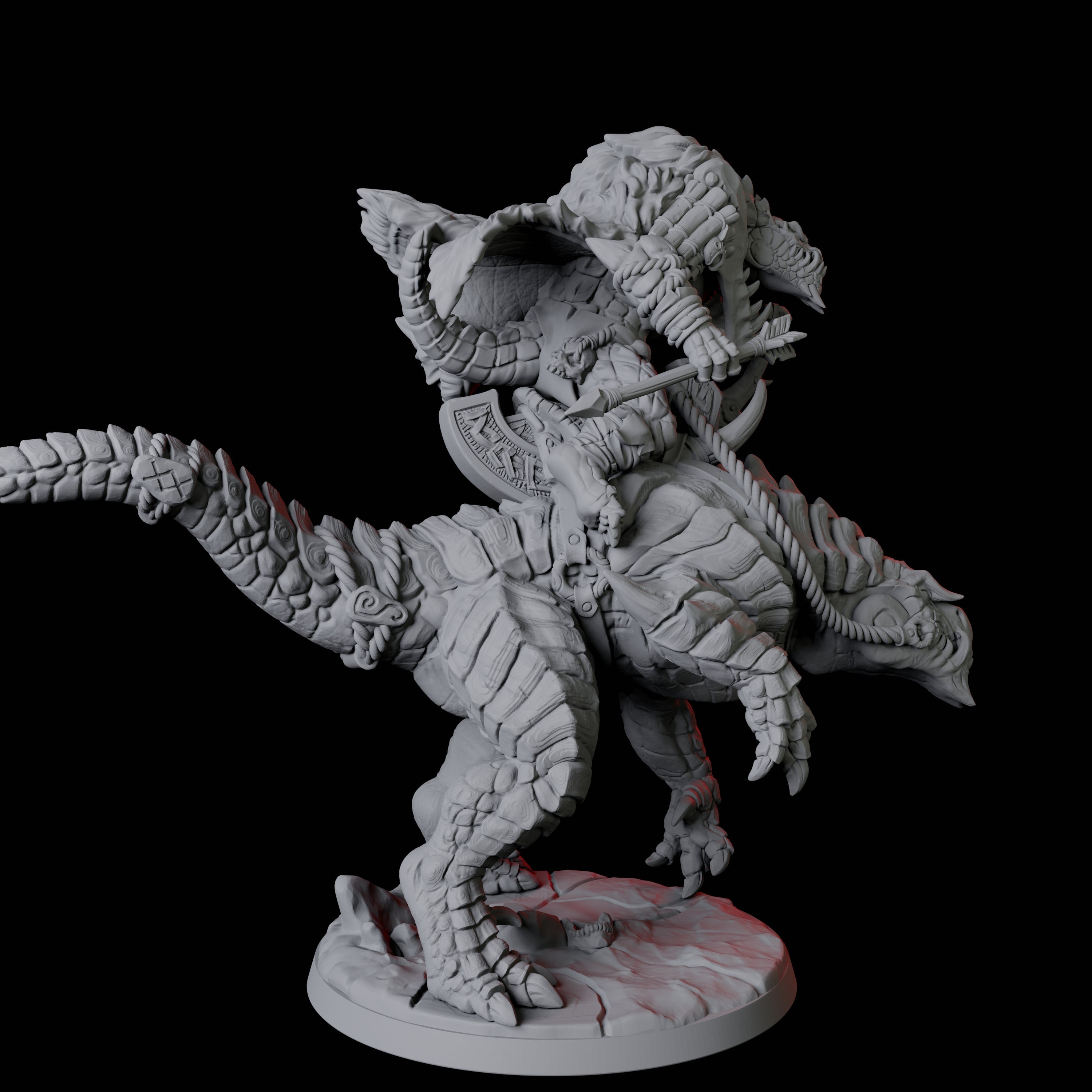 Frost Lizardfolk Warrior Rider B Miniature for Dungeons and Dragons, Pathfinder or other TTRPGs