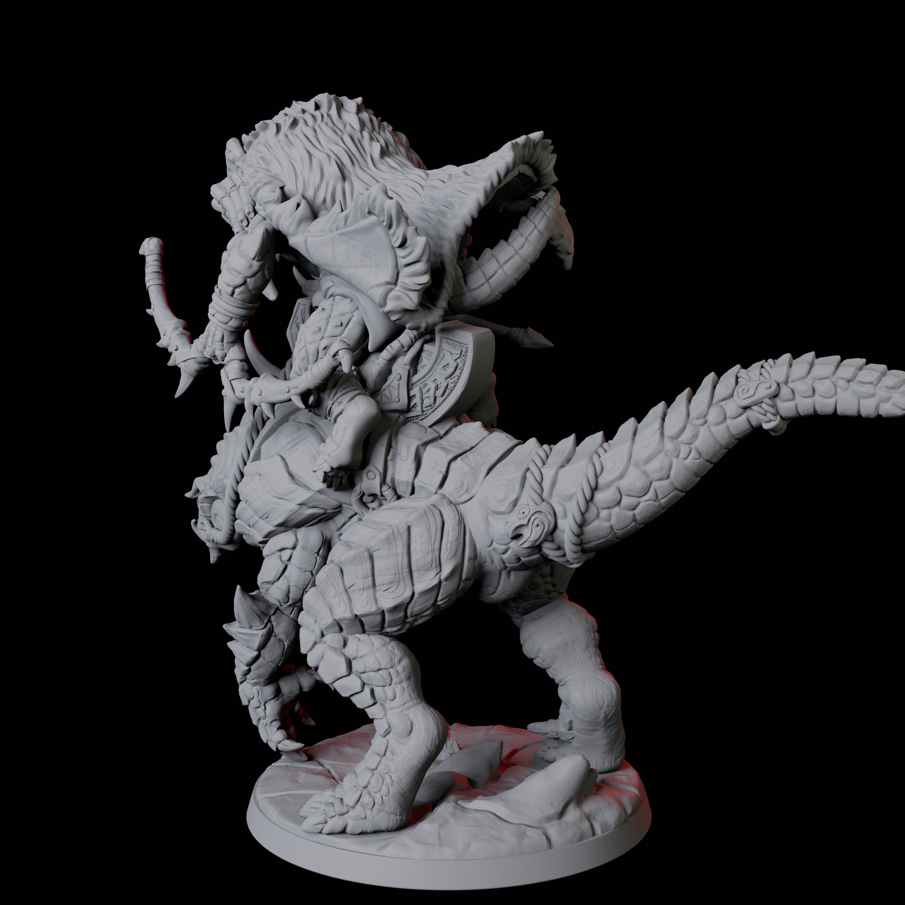 Frost Lizardfolk Warrior Rider B Miniature for Dungeons and Dragons, Pathfinder or other TTRPGs