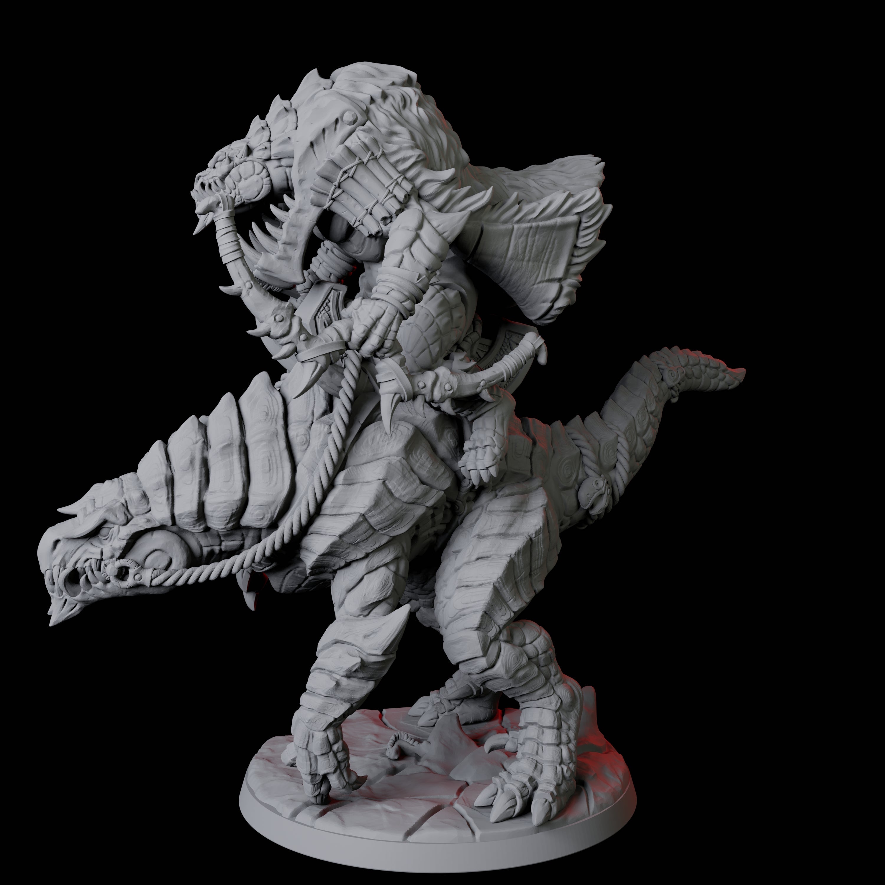 Frost Lizardfolk Warrior Rider B Miniature for Dungeons and Dragons, Pathfinder or other TTRPGs