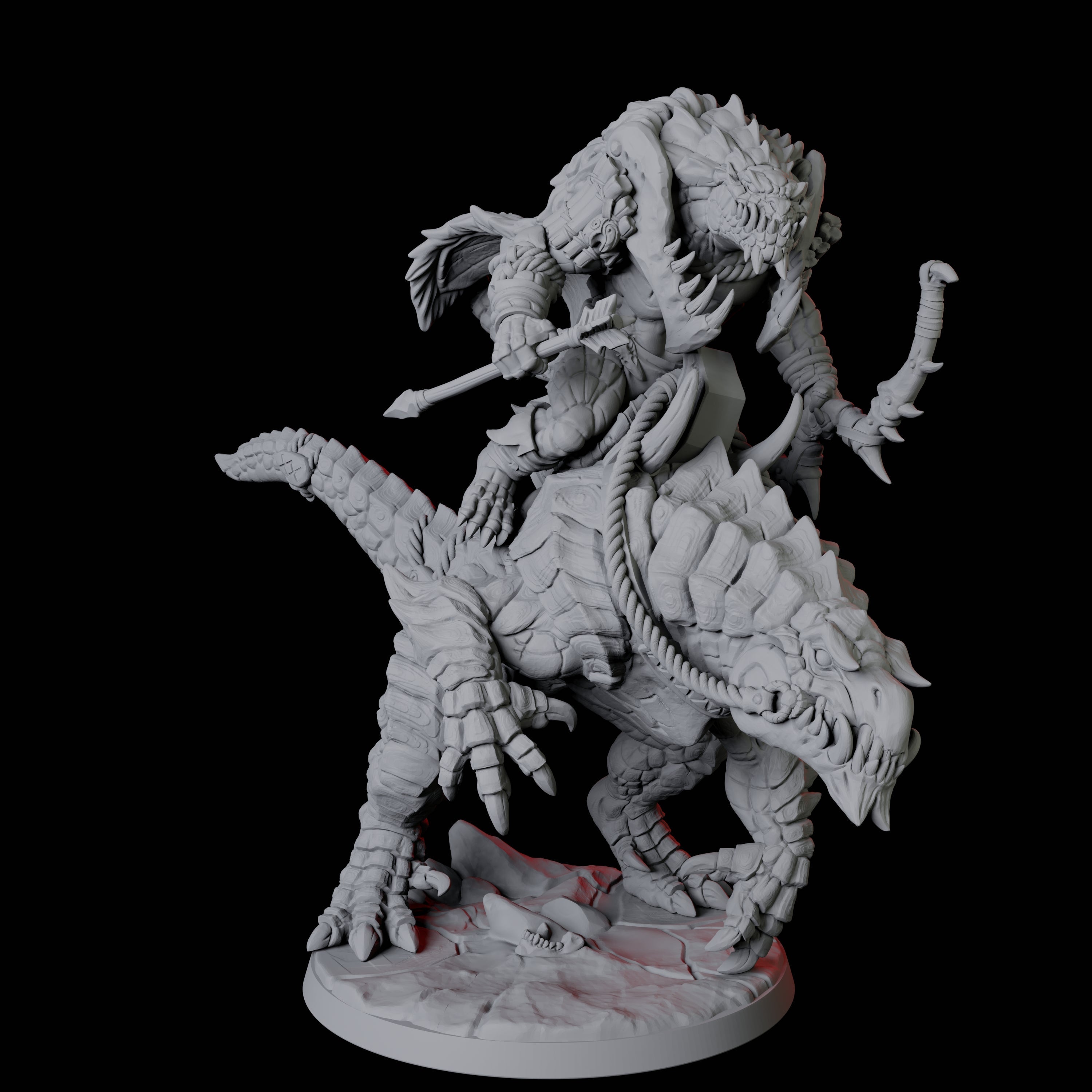 Frost Lizardfolk Warrior Rider B Miniature for Dungeons and Dragons, Pathfinder or other TTRPGs