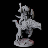Frost Lizardfolk Warrior Rider C Miniature for Dungeons and Dragons, Pathfinder or other TTRPGs