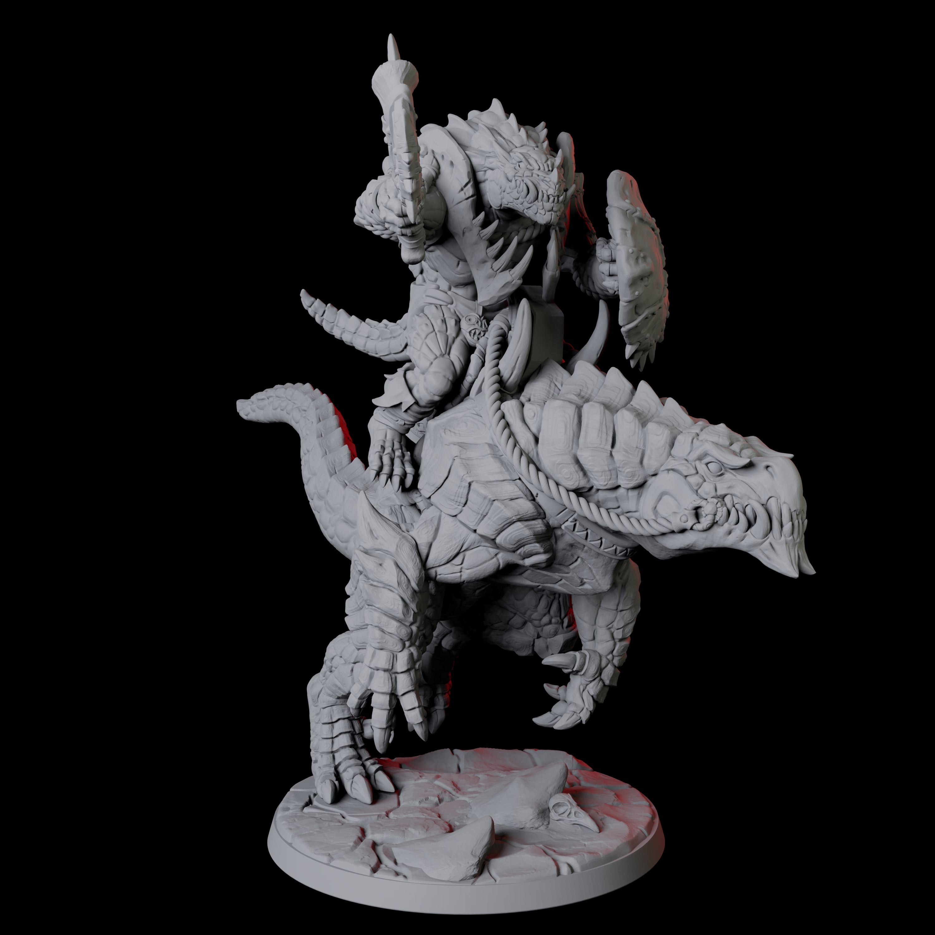 Frost Lizardfolk Warrior Rider C Miniature for Dungeons and Dragons, Pathfinder or other TTRPGs