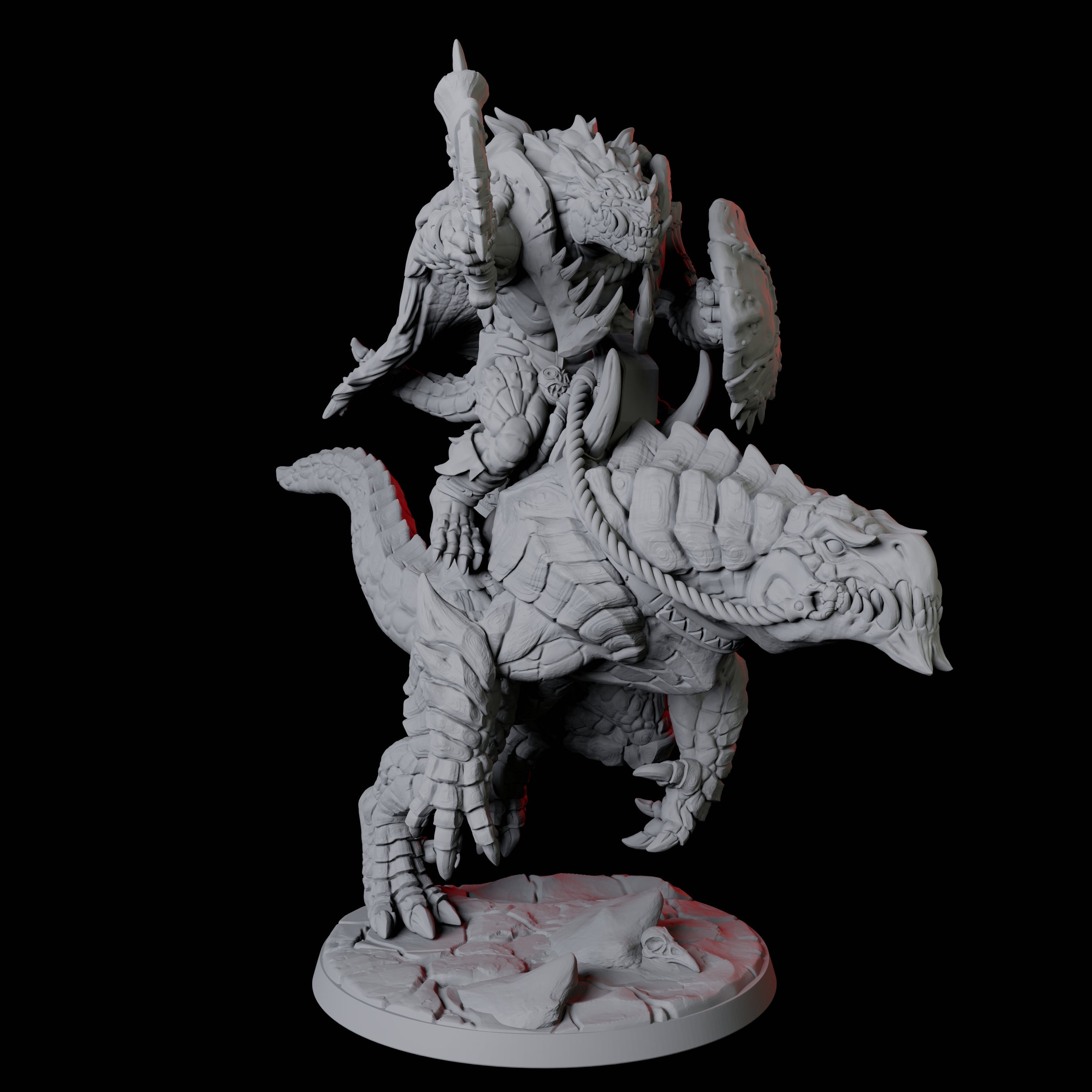 Frost Lizardfolk Warrior Rider C Miniature for Dungeons and Dragons, Pathfinder or other TTRPGs