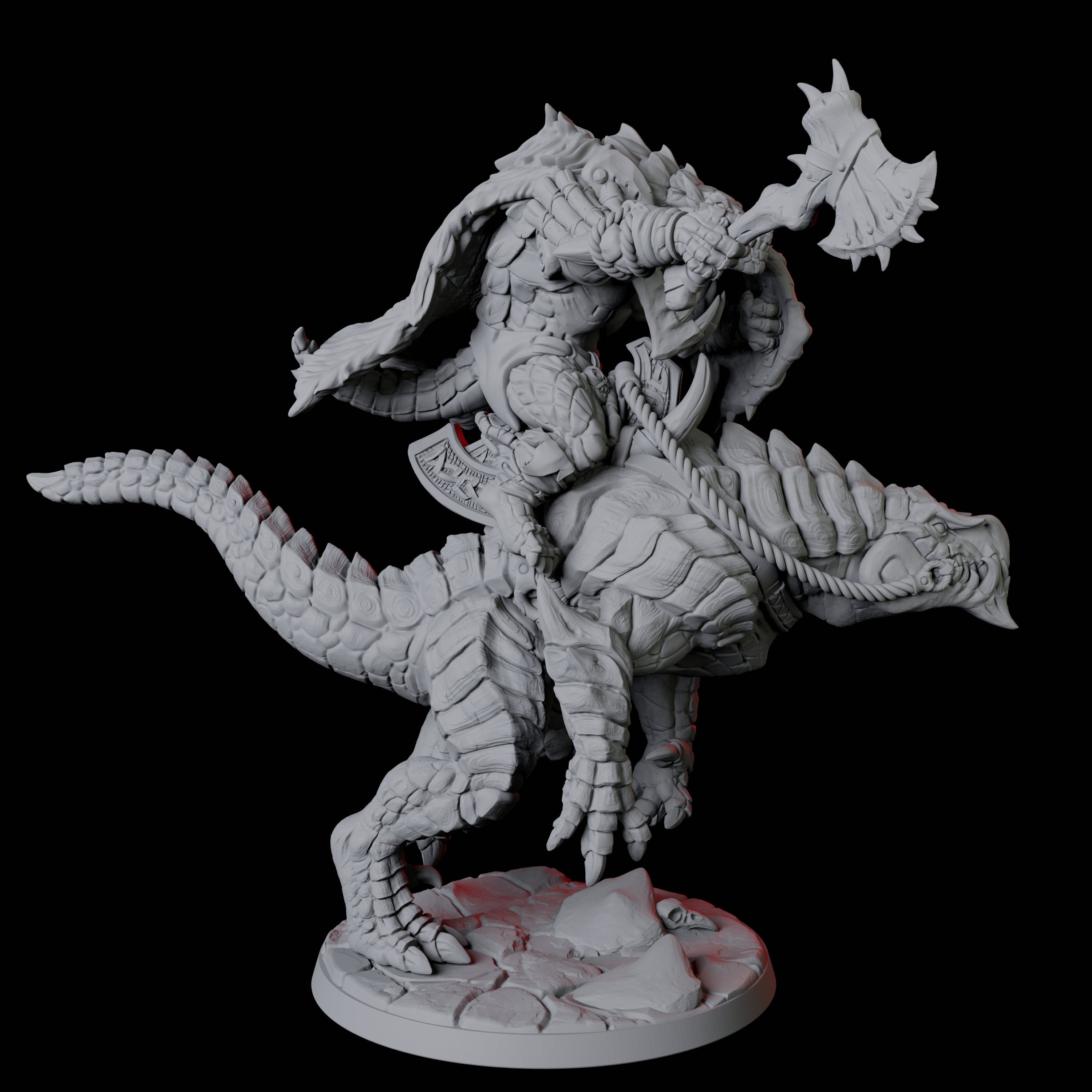 Frost Lizardfolk Warrior Rider C Miniature for Dungeons and Dragons, Pathfinder or other TTRPGs