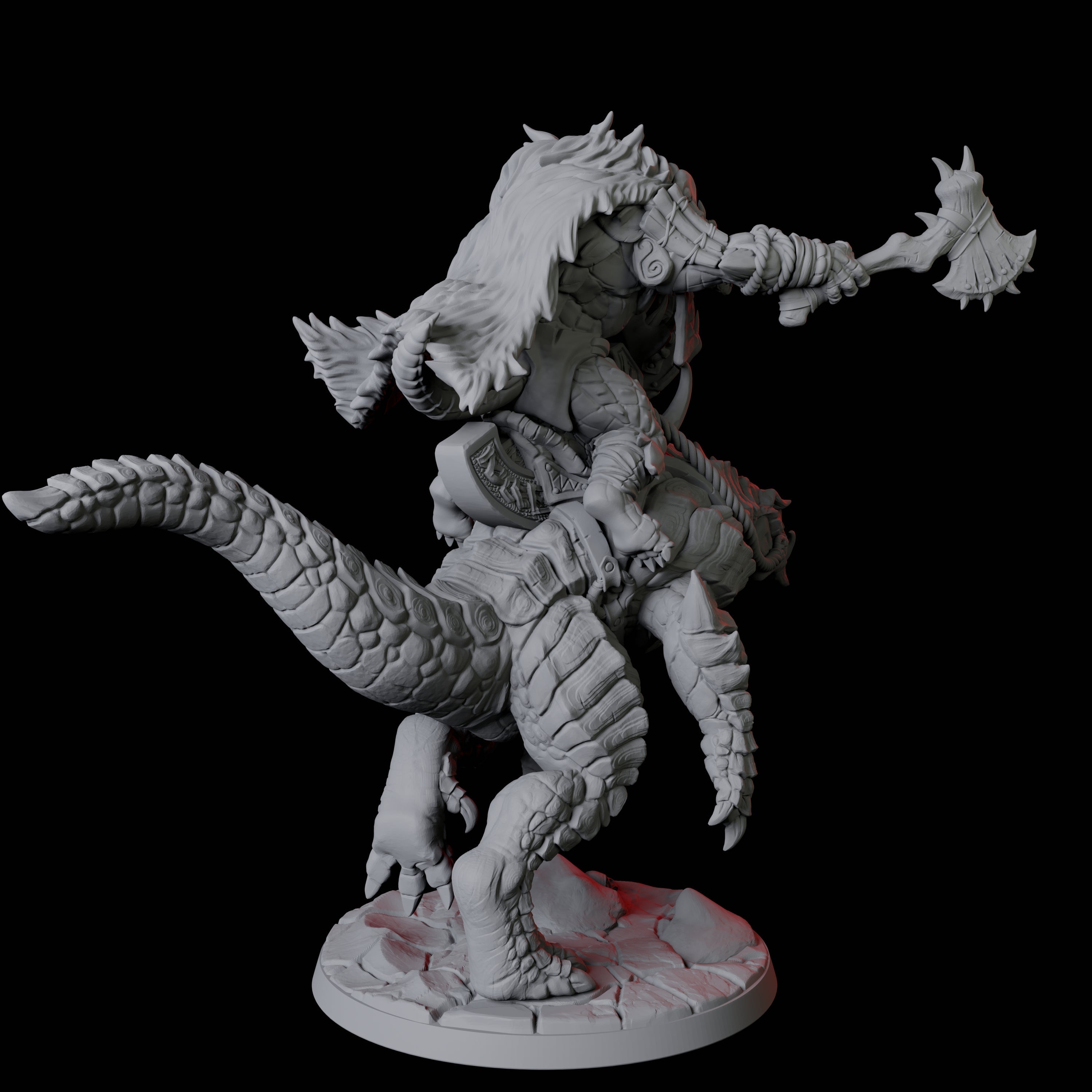 Frost Lizardfolk Warrior Rider C Miniature for Dungeons and Dragons, Pathfinder or other TTRPGs